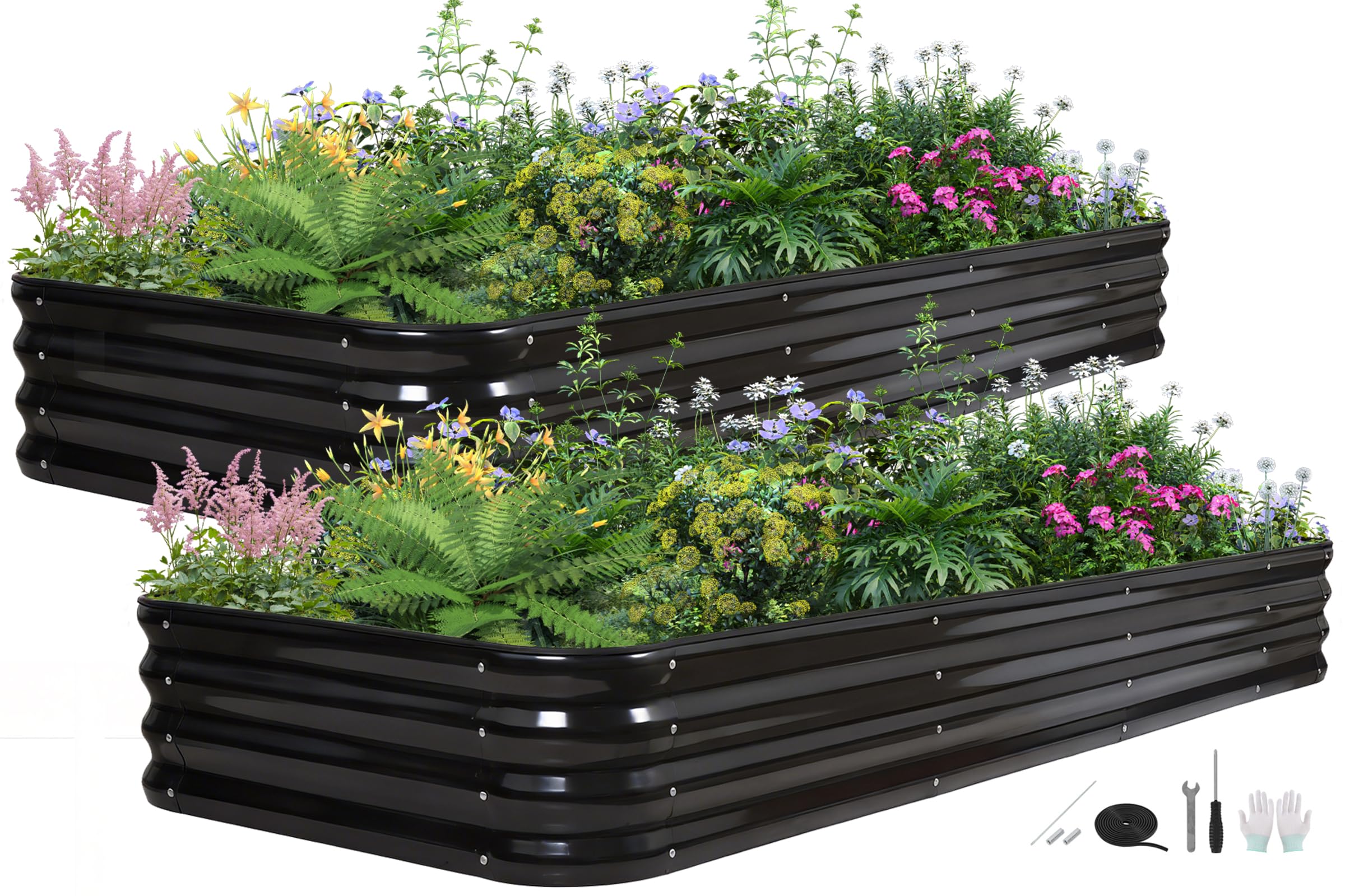 BIRDSINYARD 5 in 1 Galvanized Raised Garden Bed 2 Pack