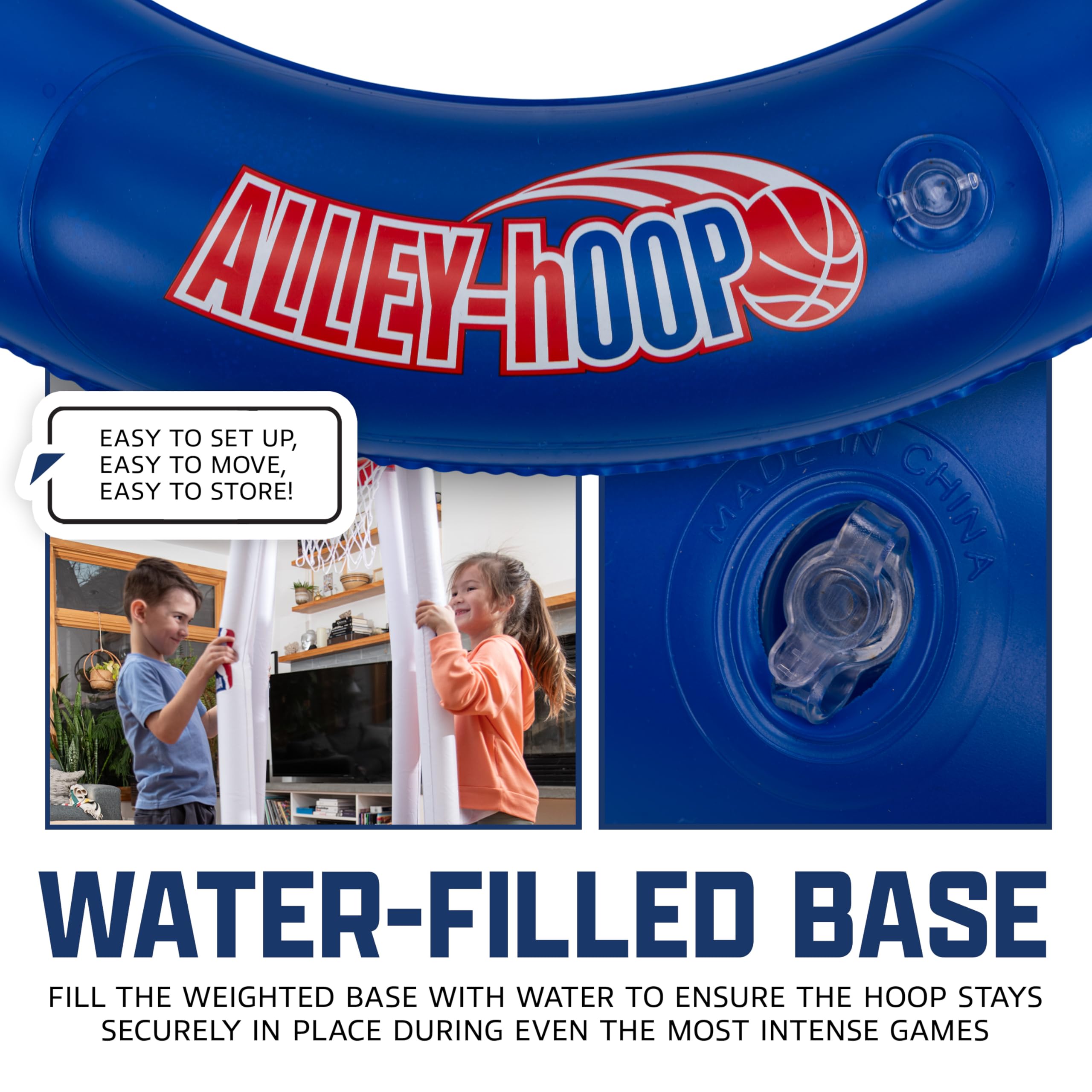 Franklin Sports NBA Alley-Hoop Kids Inflatable Toy Basketball Hoop Set - Indoor + Outdoor Mini Inflatable Hoop + Basketball Set for Kids Ages 3+ - Boys + Girls Basketball Toy - 48" Inches - Image 7