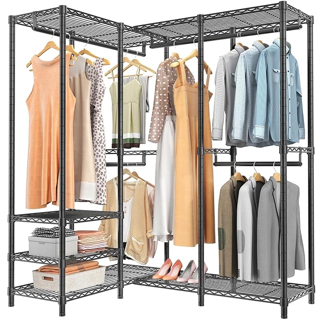 VIPEK L40 Corner Clothes Rack Heavy Duty L-Shaped Freestanding Closet Metal Clothing Rack Corner Wardrobe for Hanging Clothes