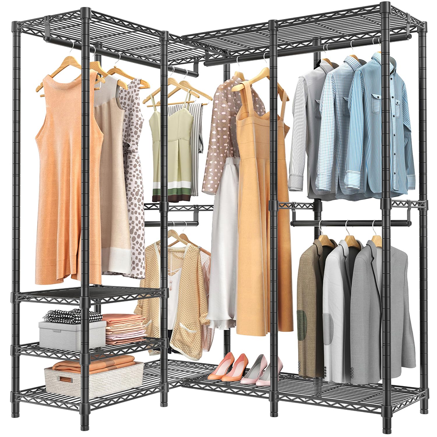 VIPEK L40 Corner Clothes Rack Heavy Duty L-Shaped Freestanding Closet Metal Clothing Rack Corner Wardrobe for Hanging Clothes