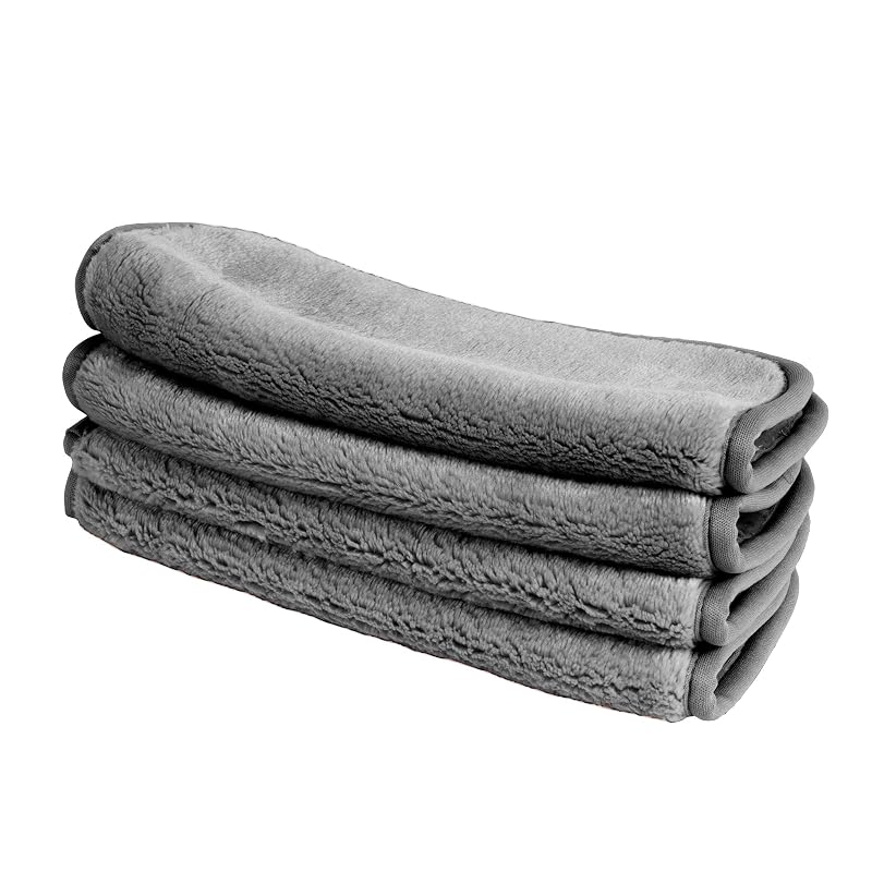 Panos reutilizáveis para remoção de maquiagem Eurow em microfibra, cinza, 20,32 cm x 20,32 cm, pacote com 4