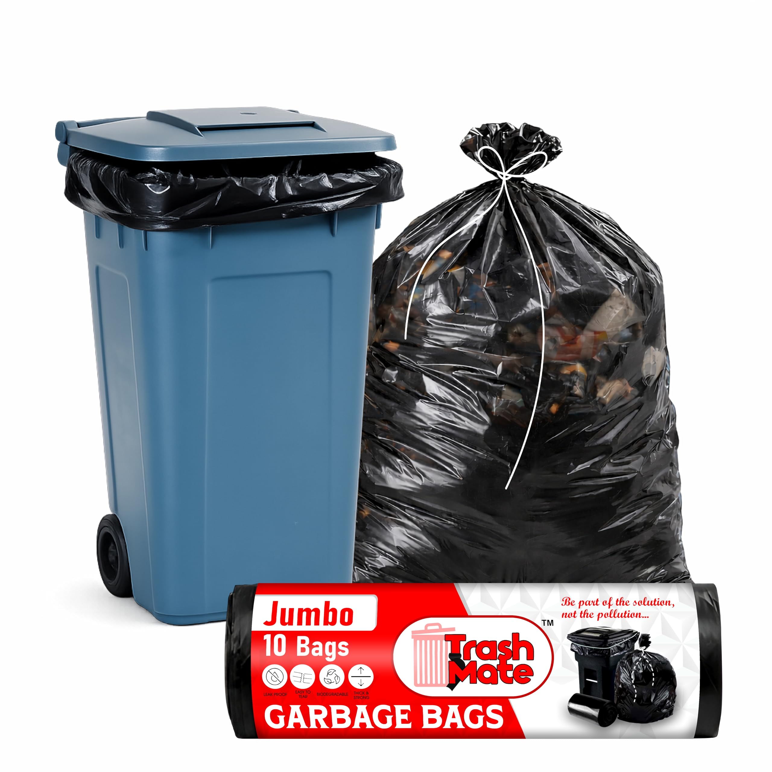 Jumbo Garbage Bags | Jumbo (XXL) Size 36 X 48 Inches | Capacity 120 Liters | 91cmx122cm | Heavy Duty Biodegradable Dustbin Bag, Trash Bag Black | strong & leak proof with Easy tie thread-image-19