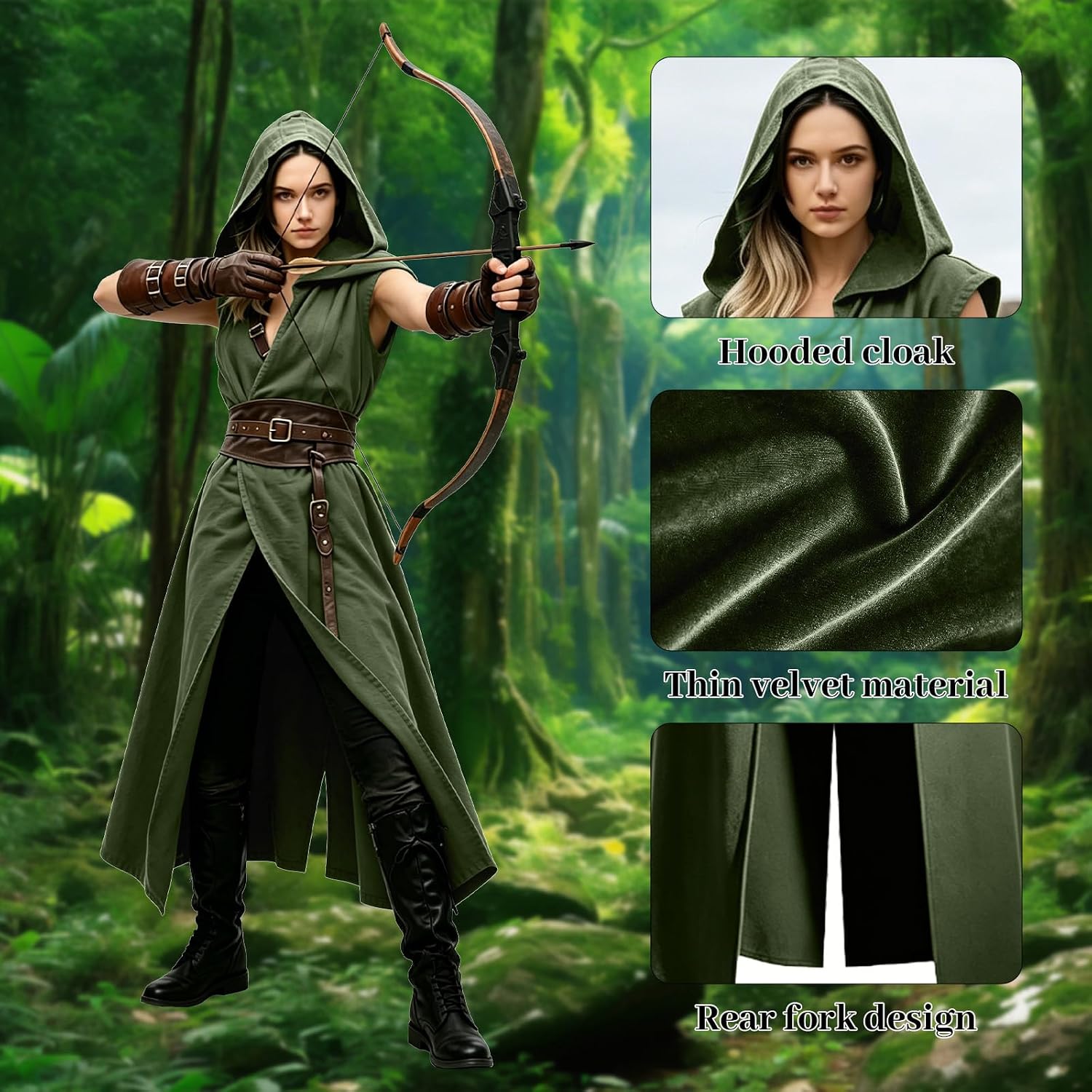 Women's Hooded Cloak - Renaissance Long Cape