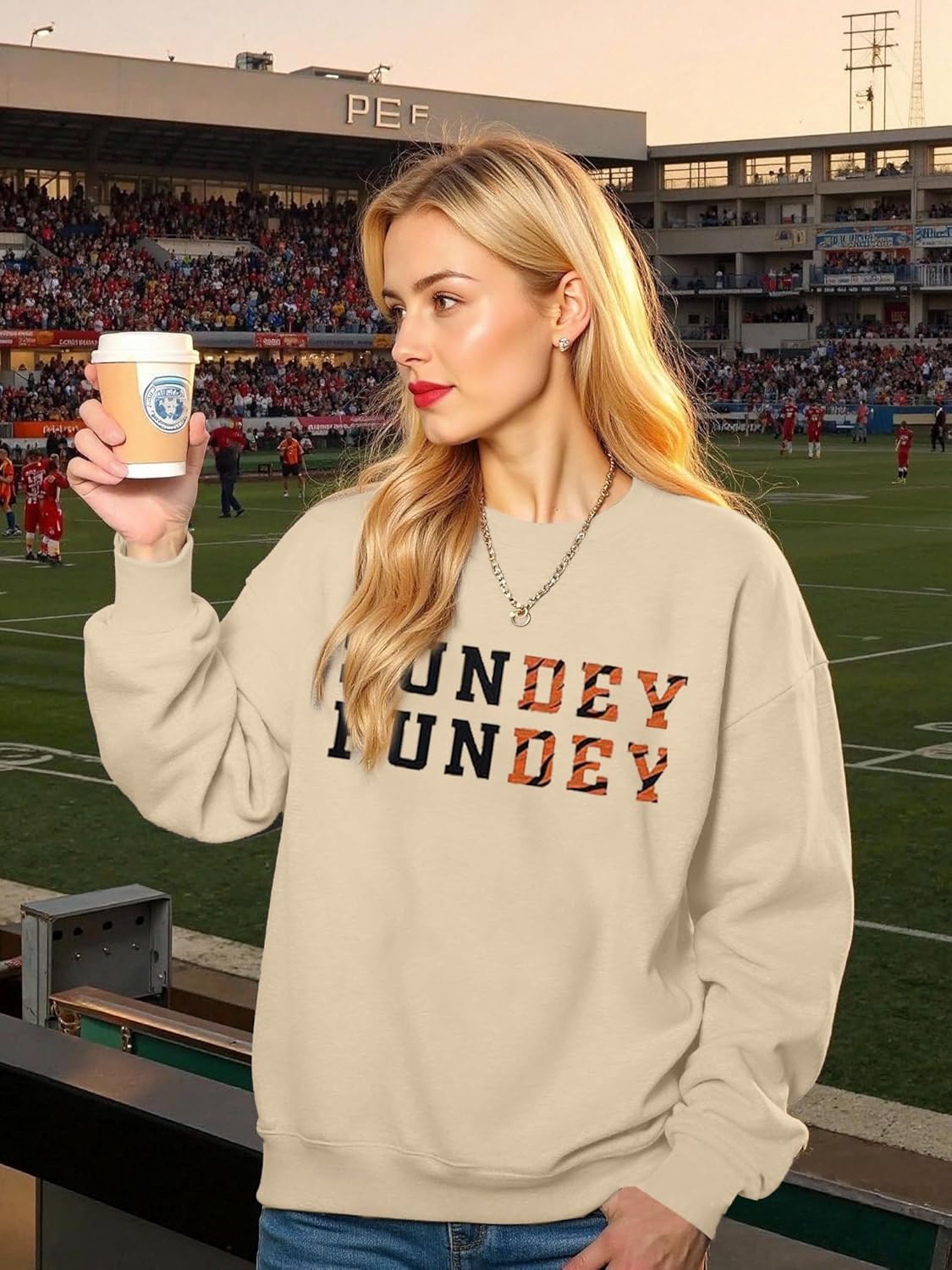 VILOVE Game Day Sweatshirt Women Sundey Fundey Sweatshirt Football Season Hoodie Sunday Shirt Crew Neck Pullover - Image 3