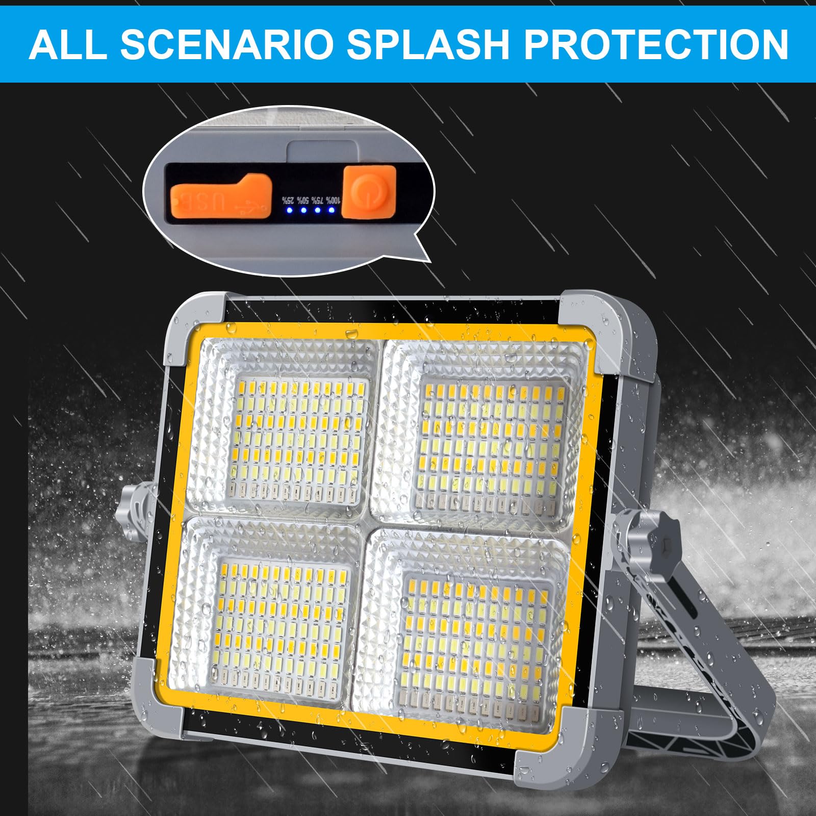 Projecteur LED rechargeable 30 W 2 000 lm, éclairage de chantier, 3