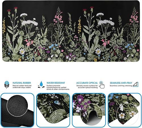 Miniatura 7 de iCasso Alfombrilla de mouse extendida para juegos, alfombrilla de escritorio, XXL con base de goma grande y estable con bordes cosidos, alfombrilla