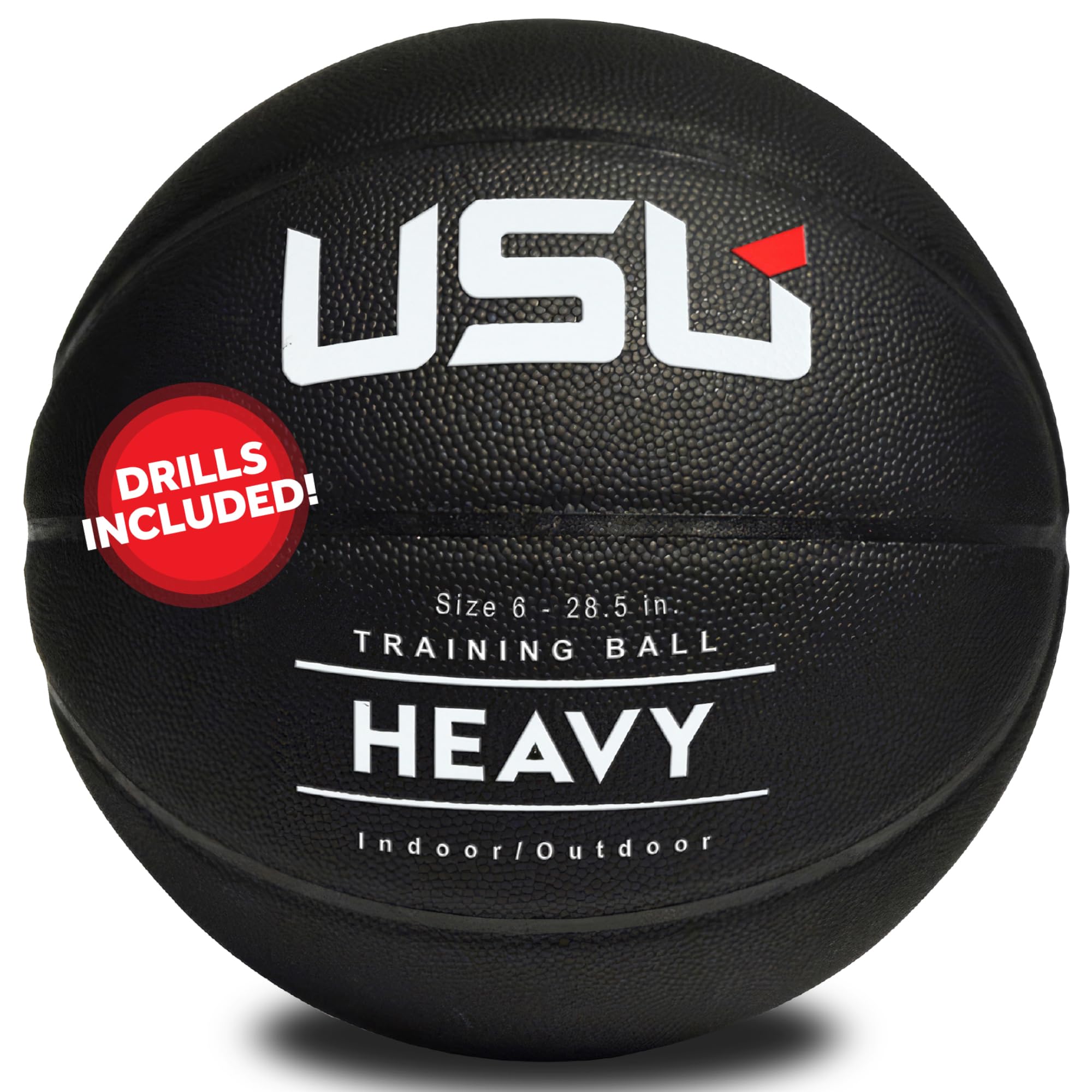 USU Balón de baloncesto con peso, 3 libras, tamaño 7 (29.5 pulgadas) y talla 6 (28.5 pulgadas), altamente duradero, entrenamiento en interiores y exteriores, piel sintética de alta calidad, tamaño