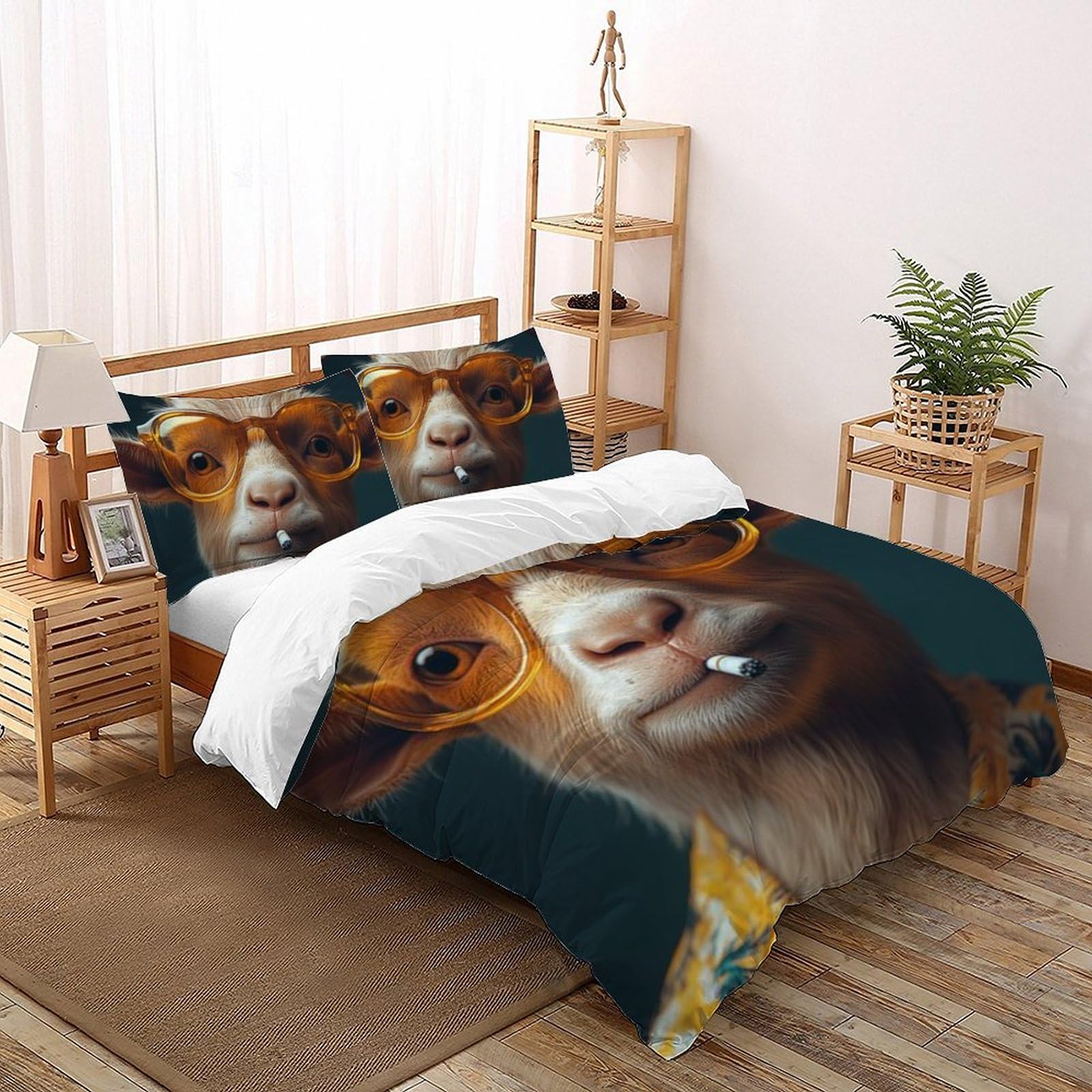 Housse de couette animaux imprimé 3D en microfibre douce et infroissable