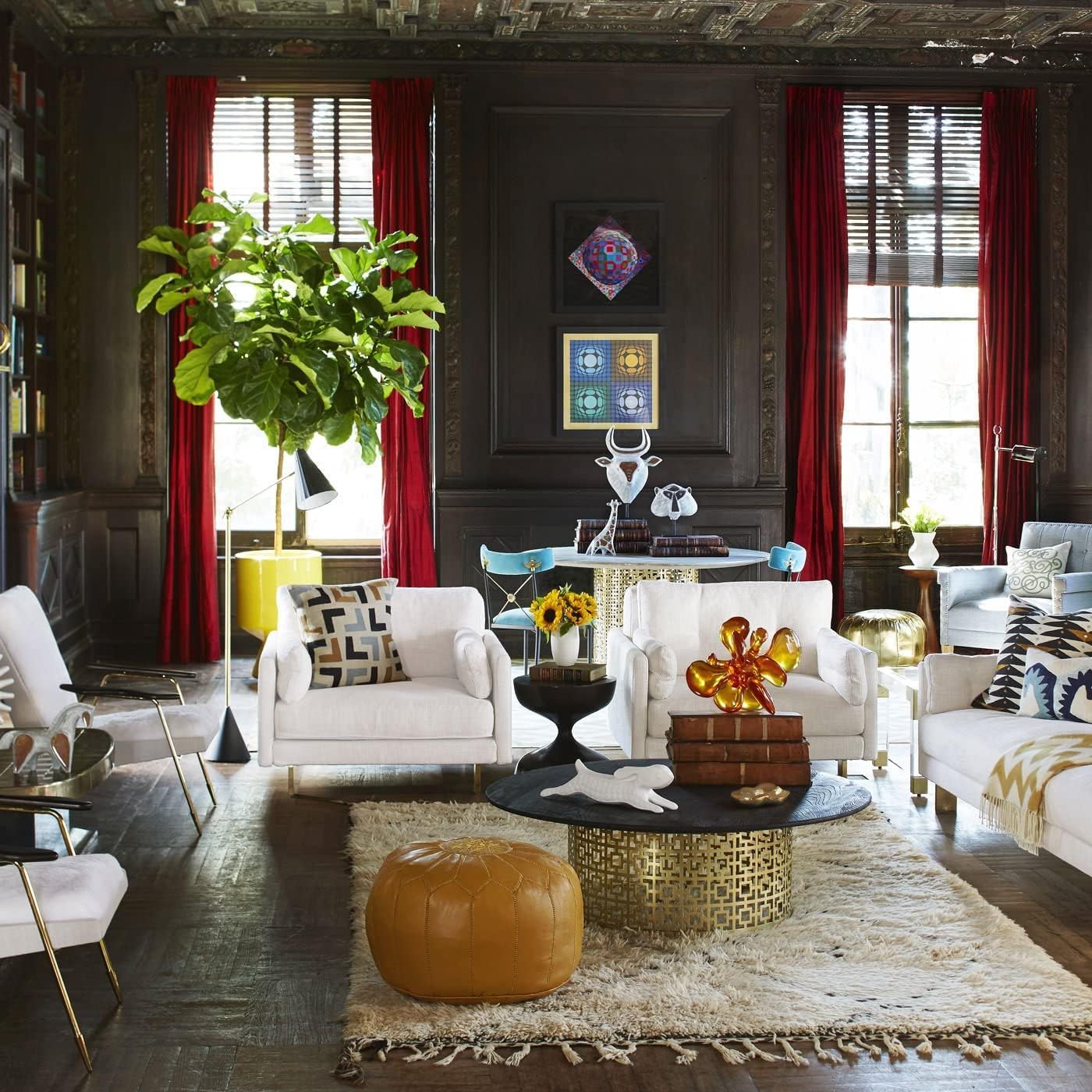 Handmade Genuine Leather Moroccan Pouf | Ottoman for Home, Gift, Wedding Gift's (Dark Brown, Size 21x12)