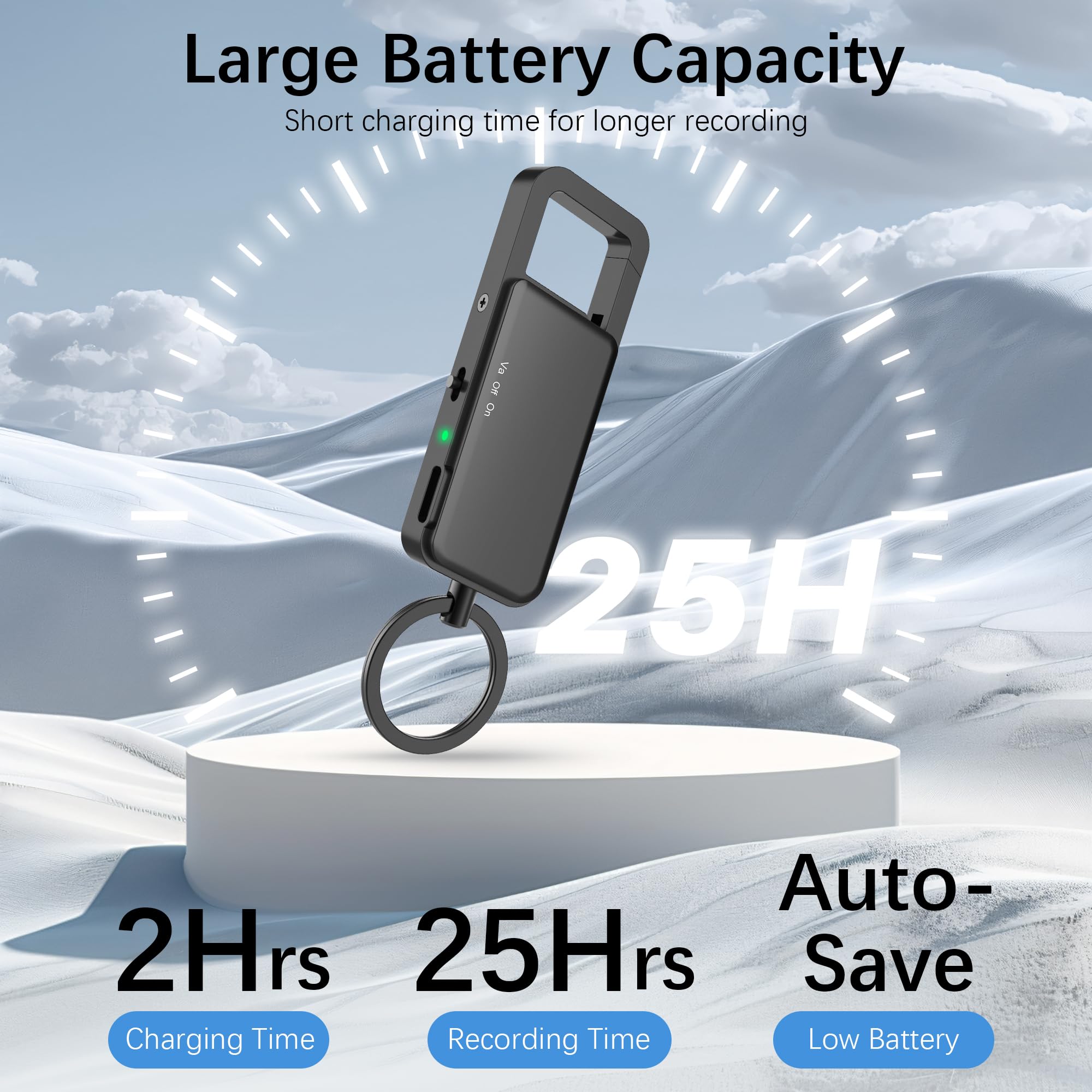 128GB Digitales Diktiergerät - 9000 Stunden Speicher, 24-Stunden-Akku, Intelligente Rauschunterdrückung, USB-C Voice Activated Audio Recorder für Meetings, Vorträge, Interviews