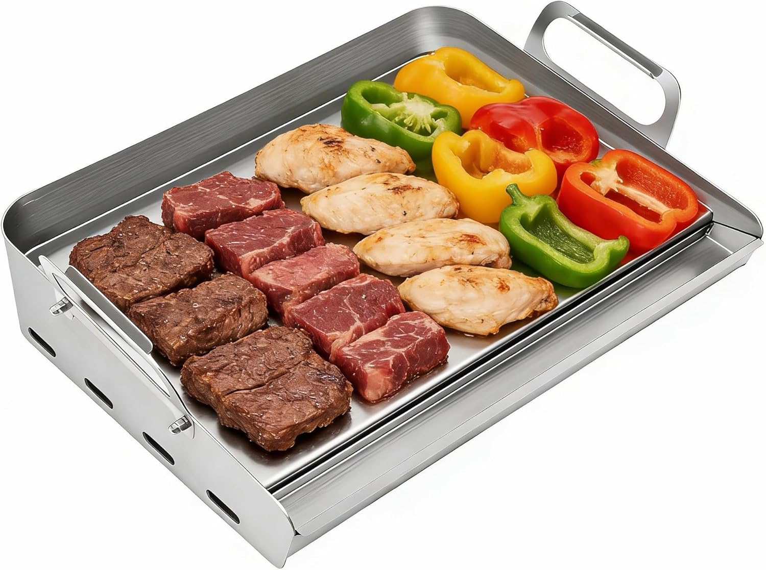 Griddle for Gas Grill, Upgraded Flat Top Griddle with Non-Stick, Heat Evenly Stainless Steel Griddle, Heat Resistant, No warps, Fit Gas/Charcoal Grill, Camping, Tailgating Parties - 15"X12"