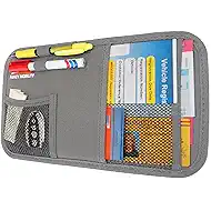 Car Sun Visor Organizer - Auto Document and Small Storage Holder - Pouch for Registration and Insurance - Perfect Minimalist Design (Pack of 1 (Gray))