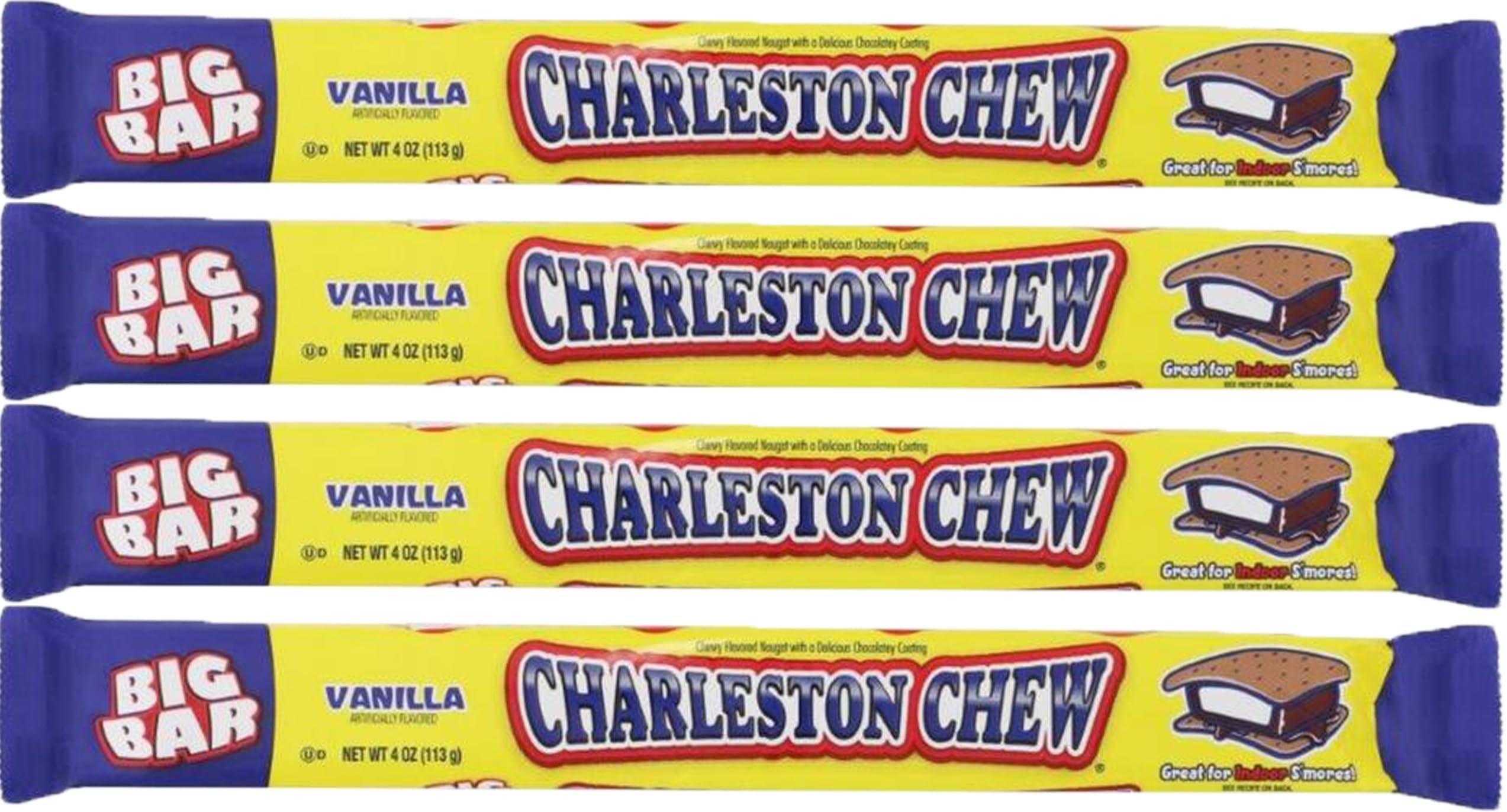 Charleston Chew Vanilla Flavor, 4oz Big Bar, 4Pack