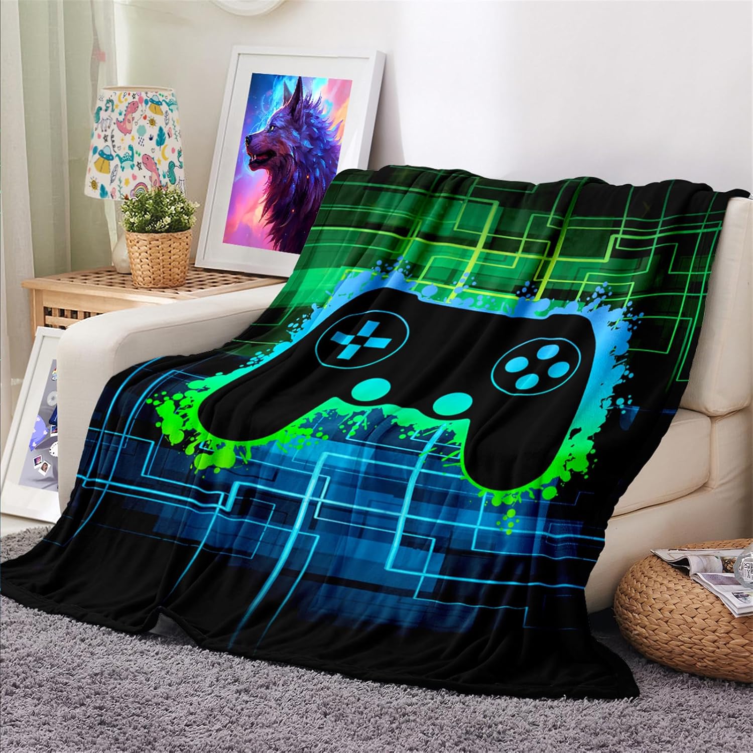Gamer Blanket for Boys - Gaming Blankets for Teenage Boy Gaming Blanket Gaming Blanket for Boys Soft Warm Gamer Bedding Blanket Video Game Themed Blankets for Couch Birthday Gift,Throw Size 50" x 60"