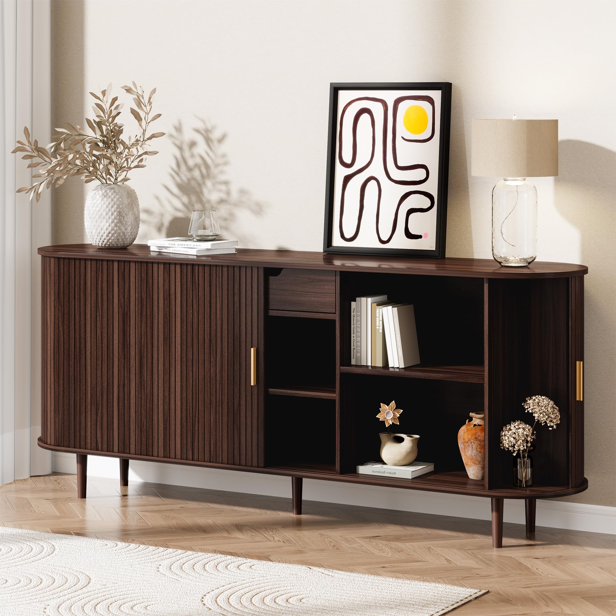 Mid-Century Sideboard Buffet Cabinet - 71 inches
