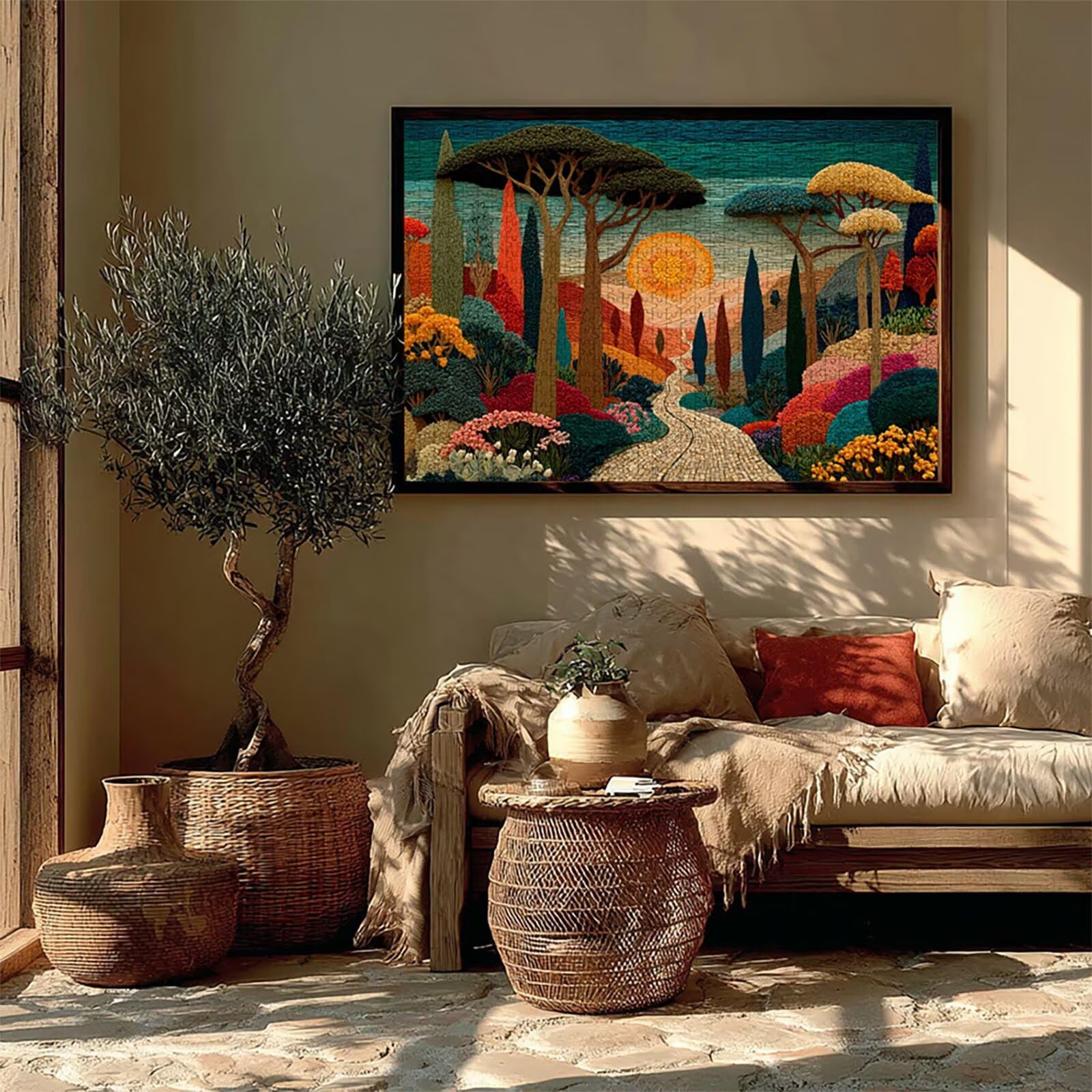 Puzzle Arte con Scatola Tramonto, Pianta Puzzle Legno 2000 Pezzi Adulti 99x70cm, Attività di Intrattenimento ad Alta Difficoltà, DIY Classici Gioco, Jigsaw Per Tutta La Famiglia, Estate Regalo, 2-4634