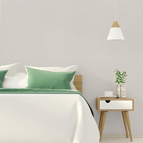 Miniatura 10 de TANONE Papel tapiz de lino de 15.8 x 394 pulgadas, autoadhesivo de PVC, para despegar y pegar, papel tapiz de bricolaje de tela de imitación