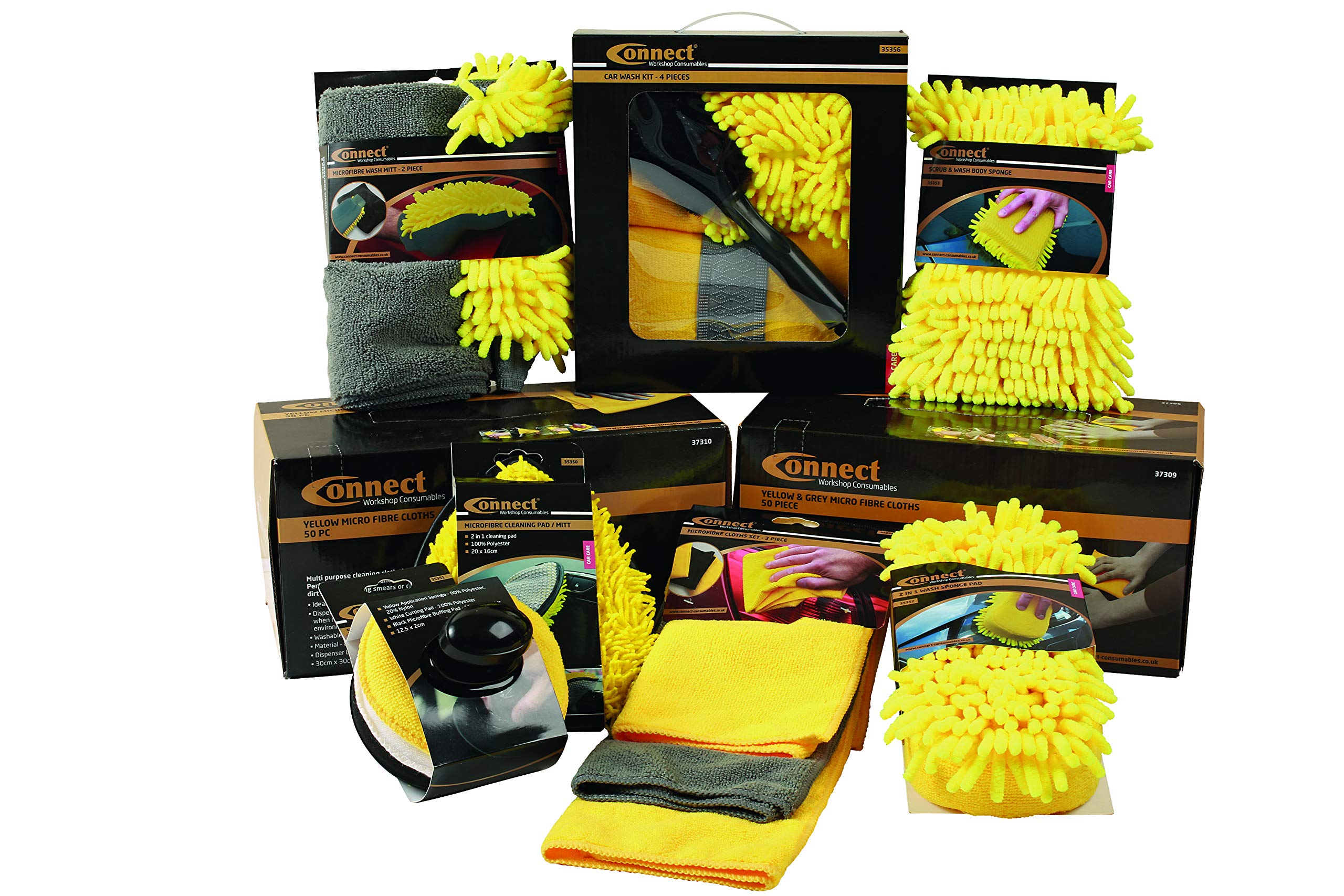Connect 37309 Microfibre Yellow & Grey Cloths in Dispenser Box - Image 2