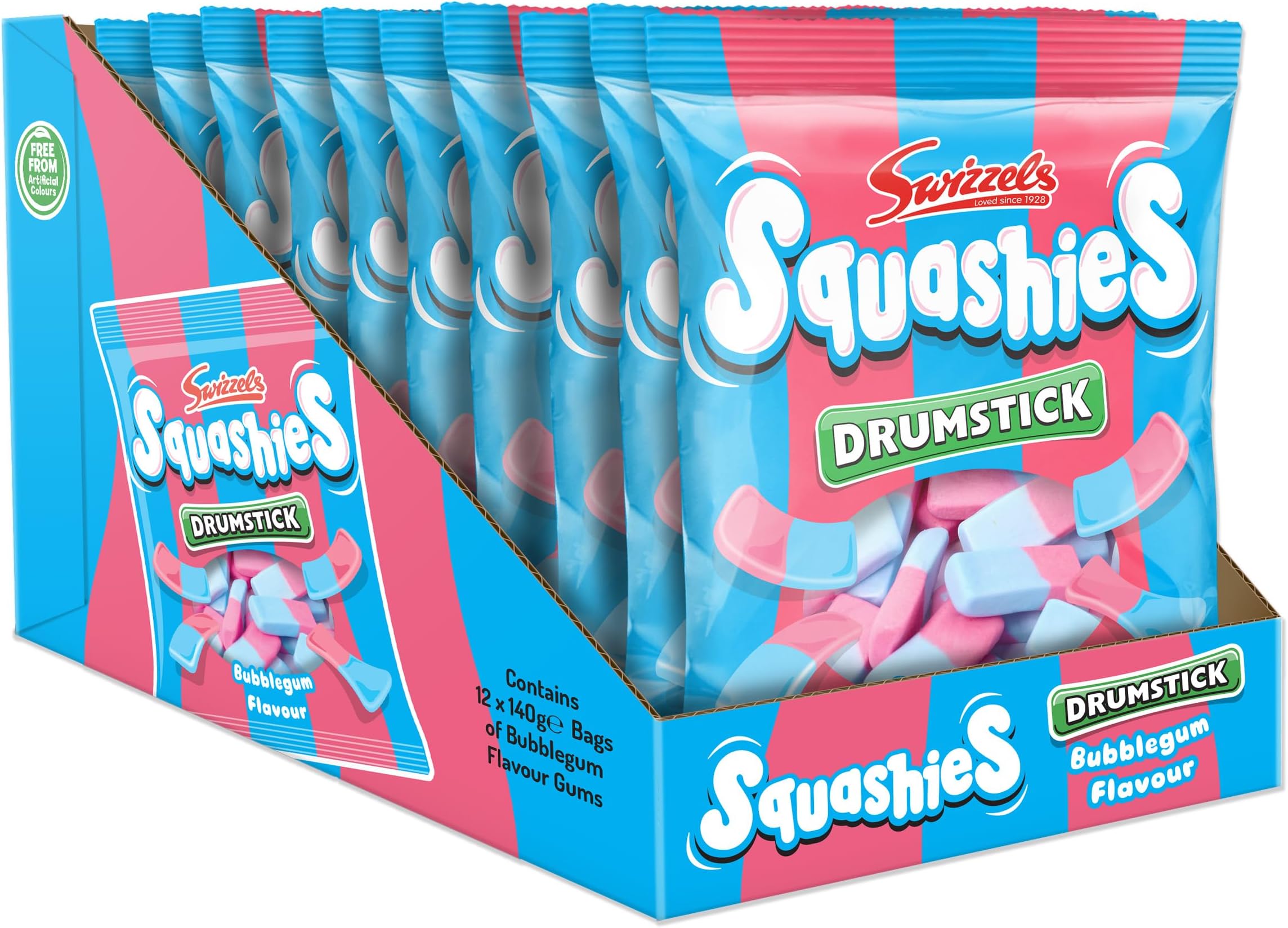 Swizzels Squashies Sweets - Bubblegum Flavour - Multipack (12 x 140g)