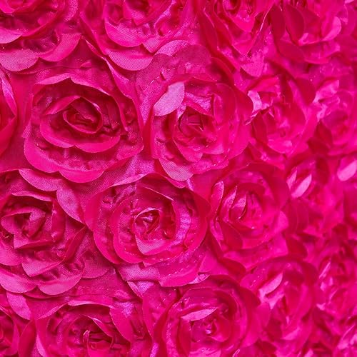 Miniatura 1 de LTC LINENS LinenMantel rectangular de satén con roseta, 88 x 130 pulgadas, color fucsia