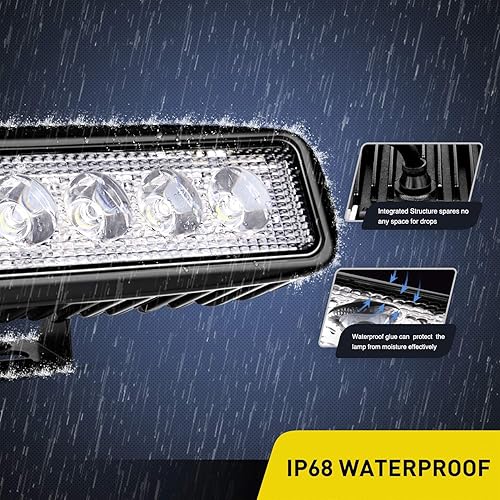 Miniatura 7 de Nilight 2 luces LED de trabajo de 18 W, luces antiniebla, luces LED todoterreno, luces de conducción con kit de arnés de cableado todoterreno de 16