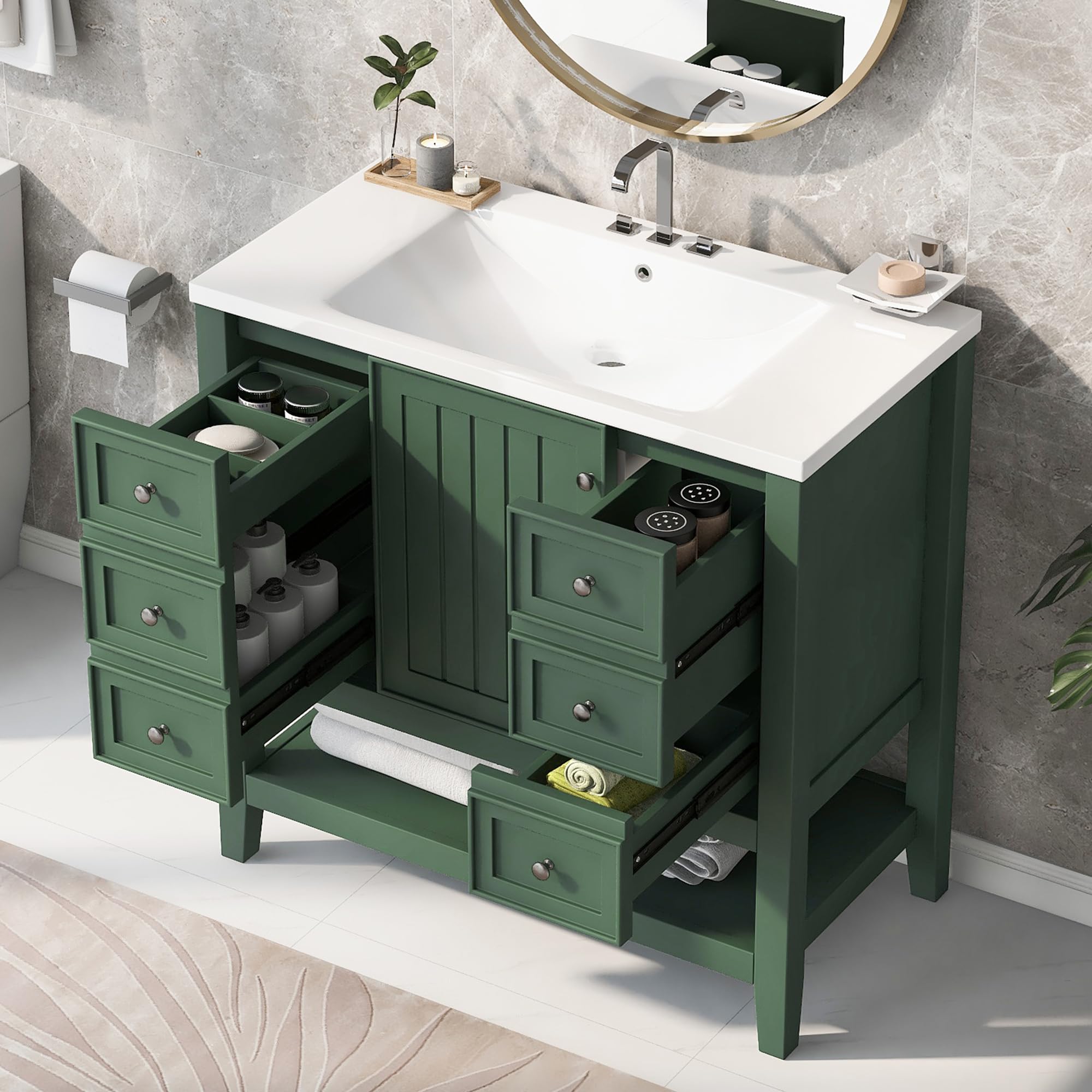 Amazon.com: Linique 36" Bathroom Vanity with Sink Combo Set, Modern ...