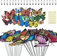 70pcs Colorful Butterflies Flower Pins, Garden Butterflies Sticks, Artificial Butterfly Decorations, Butterfly Decor for Crafts, for Plants Wedding Spring Festival Celebrations