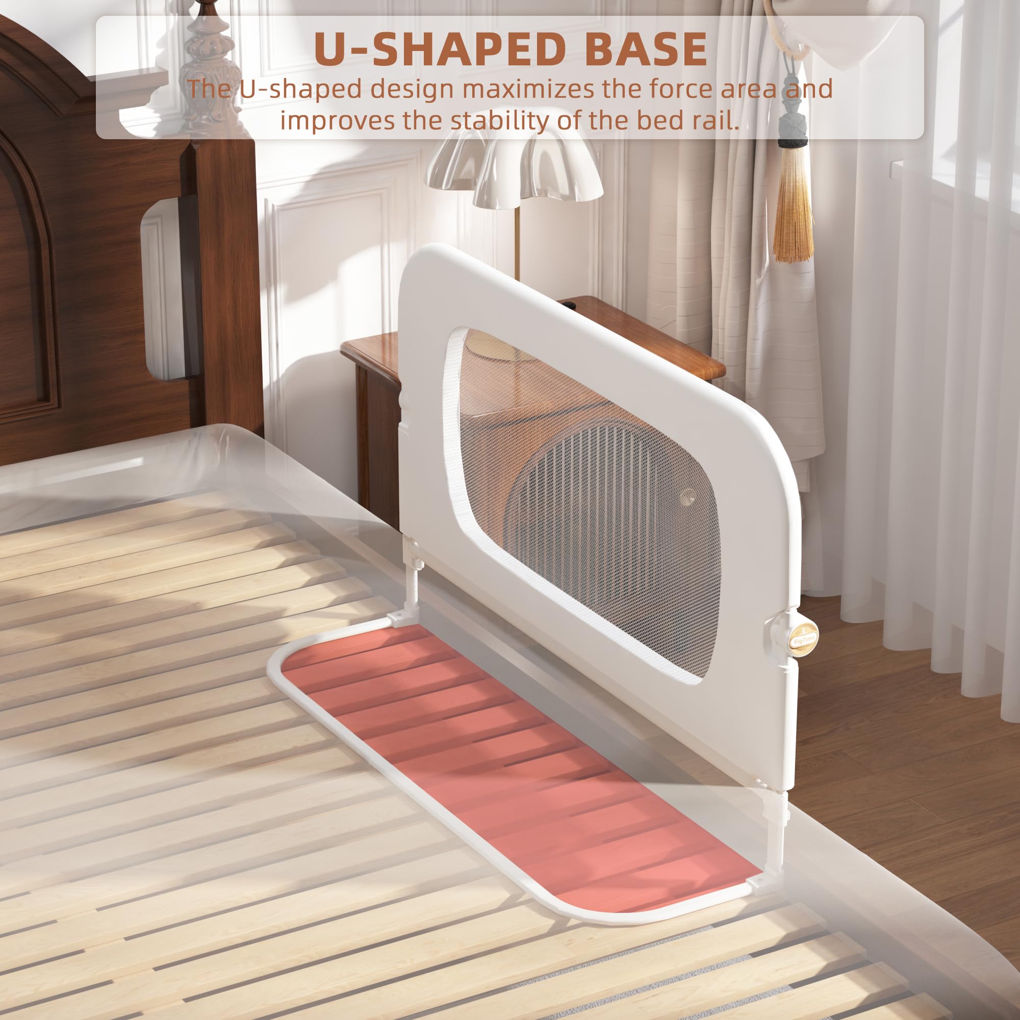 FigTime Barandilla de cama para niños pequeños, protector de barandilla de cama de bebé para niños, barandillas de cama para niños pequeños con ajuste de anclaje reforzado, altura ajustable y plegable