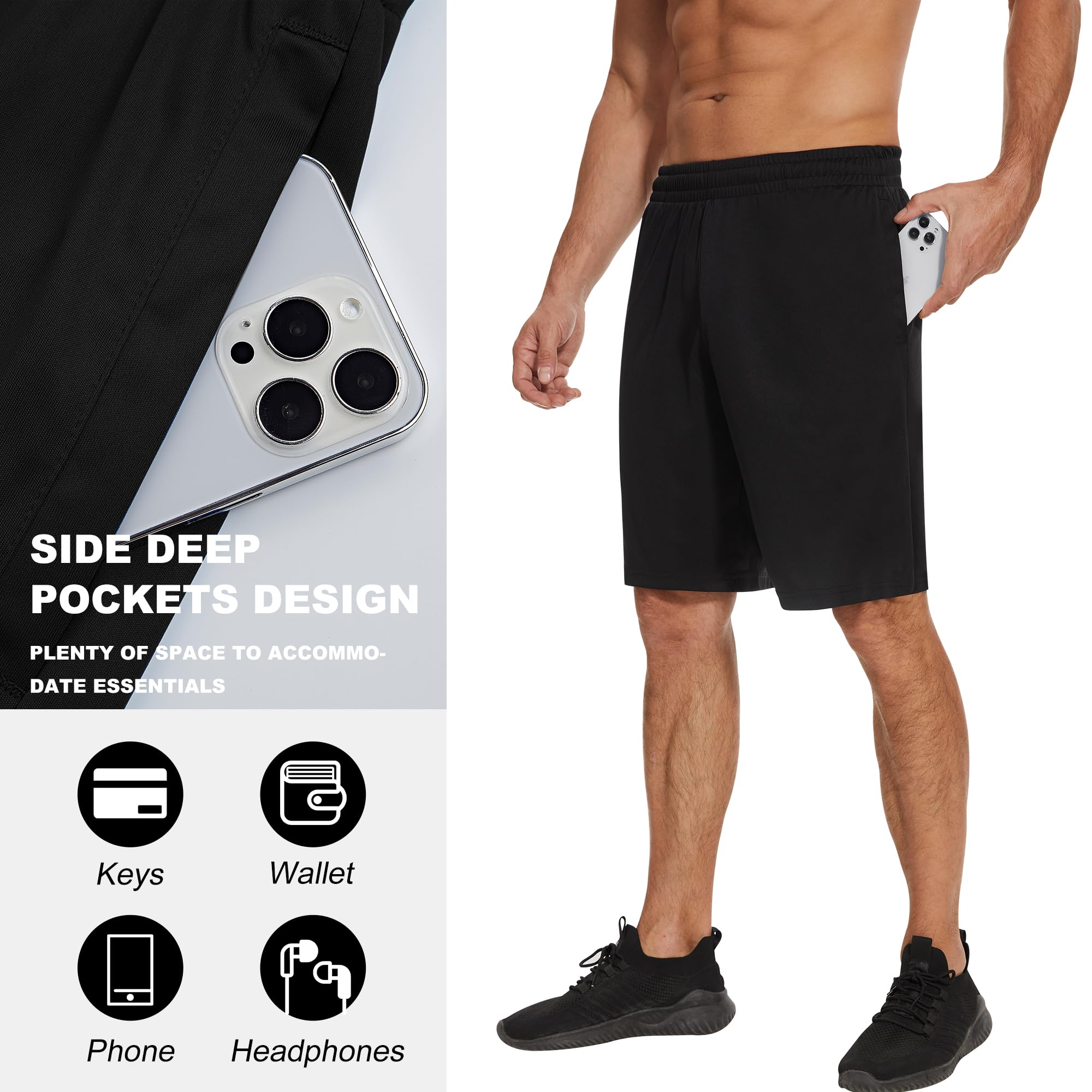 TVKSOM Paquete de 7 pantalones cortos deportivos para hombre, con bolsillos y cintura elástica, de secado rápido, para baloncesto, para correr y uso casual