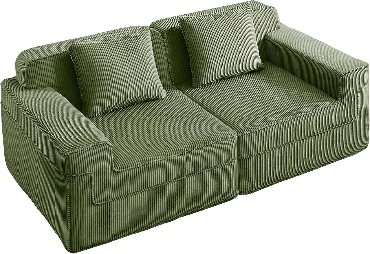 81.1" Boneless Sofa, Modular Loveseat Sofa,Boneless Sectional Couch,Deep Seat Comfy Cloud Couch Sofa for Living Room Bedroom,No Assembly Required,Corduroy