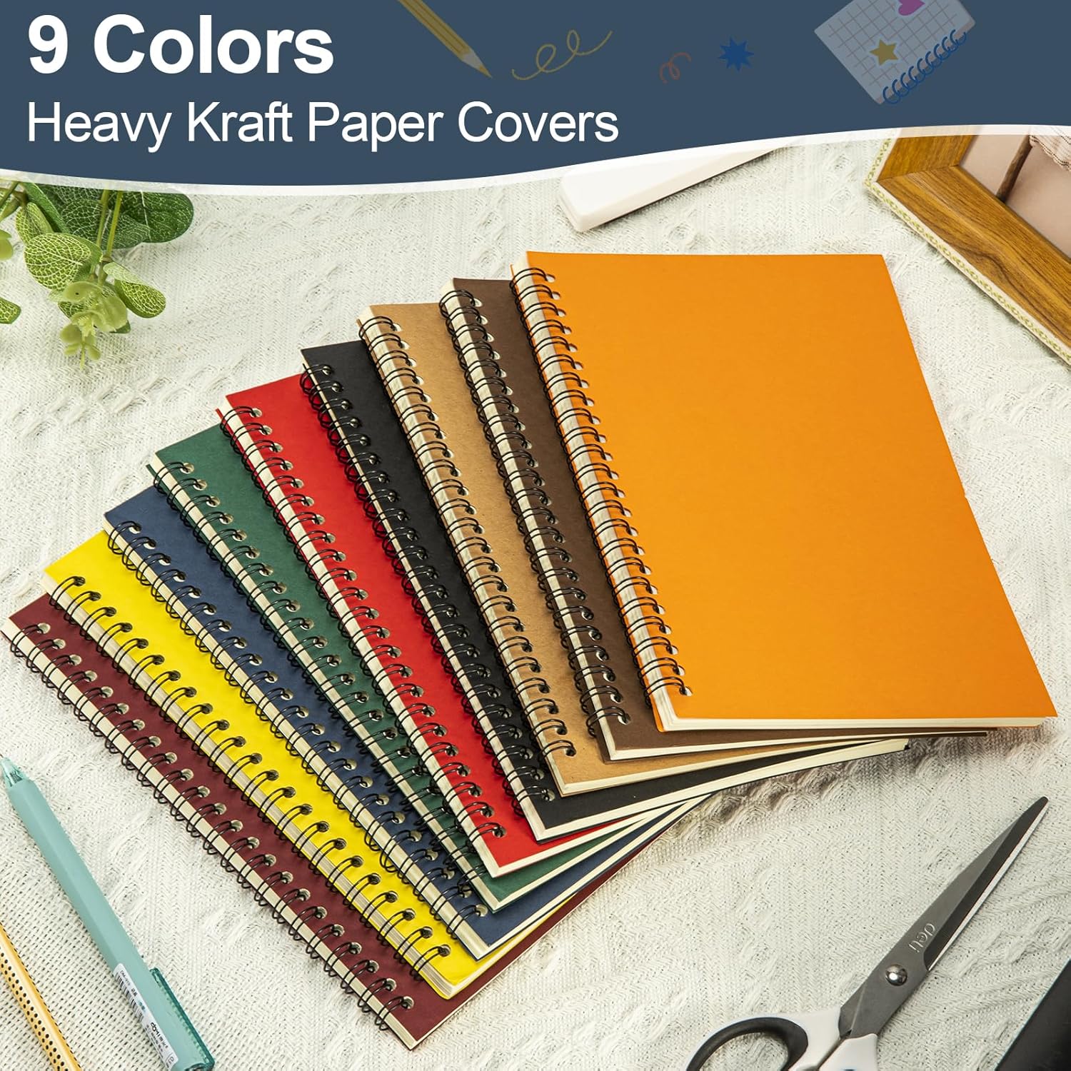 Spiral Notebook Bulk,54 Pcs A5 Notebook,8.3 x 5.5 Inch Spiral Notebooks,College Ruled Spiral Journal Notebook for Office Business School Gifts Supplies,100 Pages/50 Sheets, 9 Colors