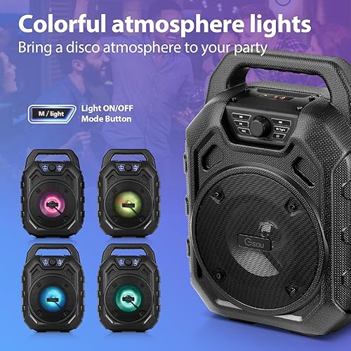 Miniatura 6 de Gsou Máquina de karaoke con 2 micrófonos inalámbricos/altavoz Bluetooth portátil, máquina de karaoke/IPX6 impermeable para adultos/niños, para el
