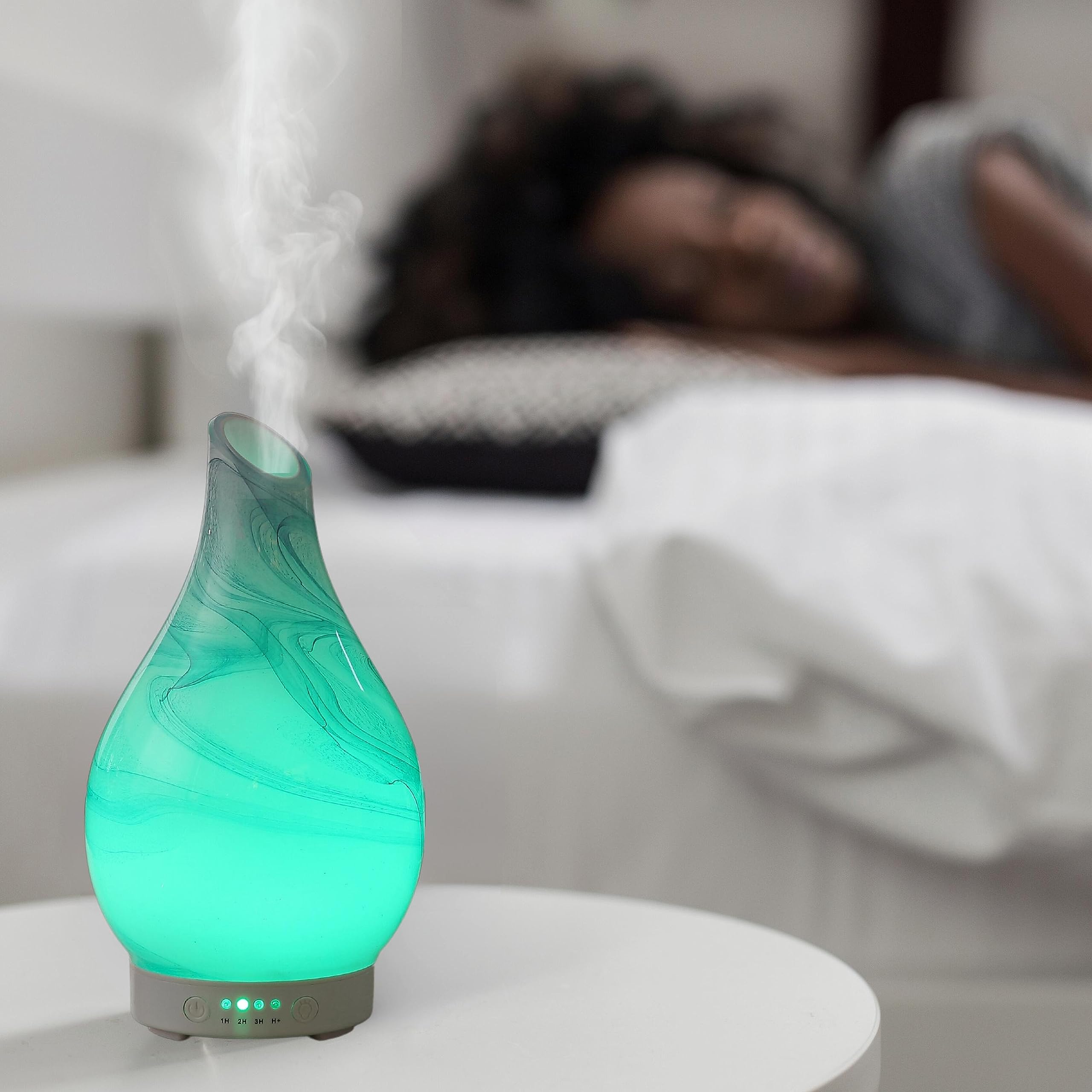 Zen'Aroma Difusor de Aceite Esencial Yangtze – Difusor ultrasónico de aromaterapia en frío – Difusor eléctrico humidificador – Cristalería con diseño Decorativo e iluminación LED Personalizable