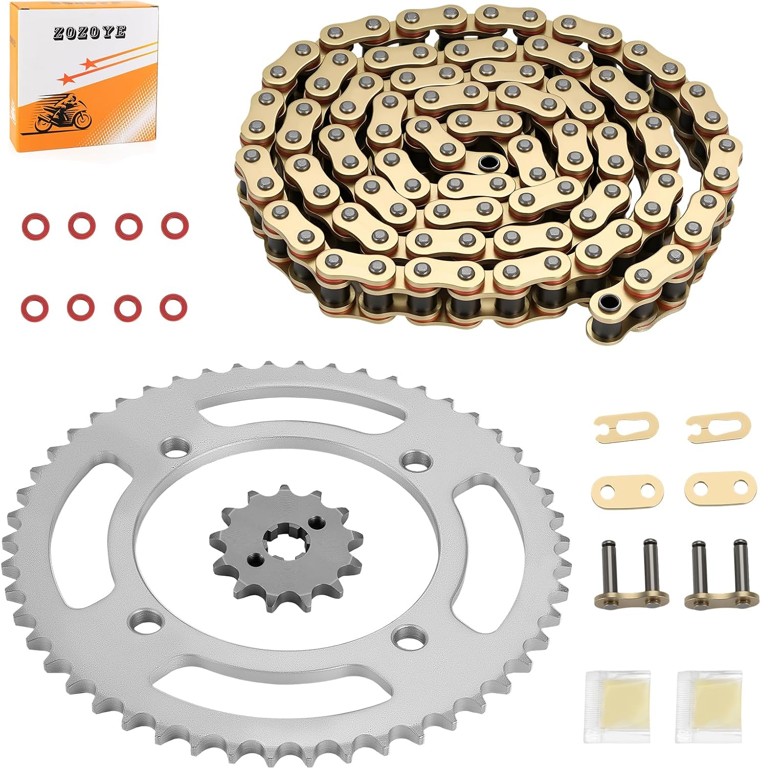 98L X-Ring Drive Chain + Drive Sprocket Assembly For Honda Sportrax 90 TRX90 TRX90X TRX90EX 1993-2024 0530-HF7-003 40540-HP2-671
