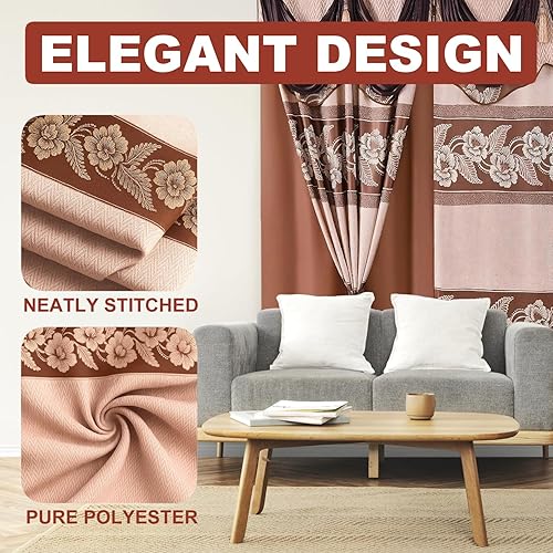 Miniatura 2 de YHSF Cortinas de jacquard para ventana de sala de estar y dormitorios, 54 pulgadas de ancho x 84 pulgadas de largo, juego de 2 paneles de cortinas
