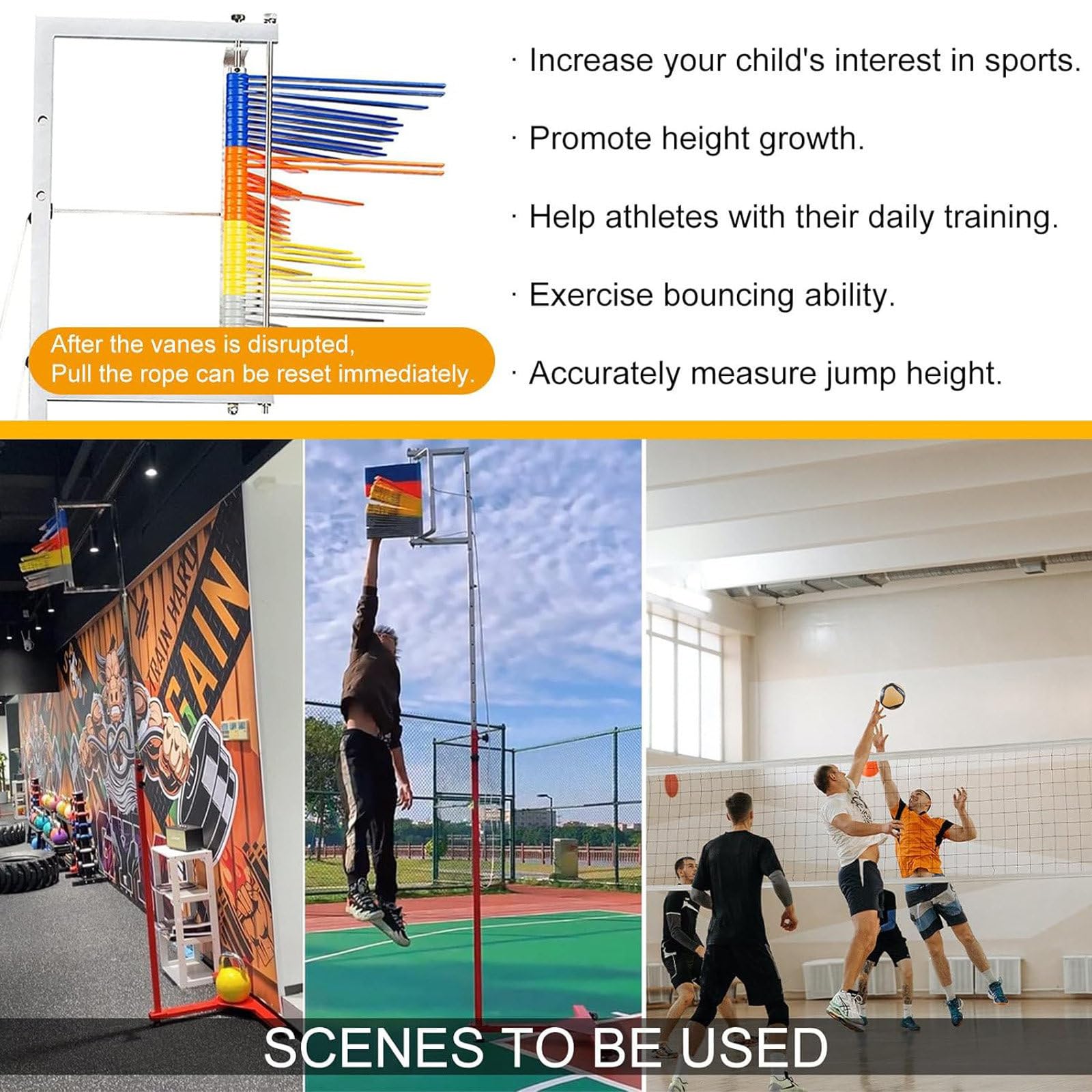 Outil De Mesure De Saut à Hauteur Réglable De 4,3 à 11,8 Pieds Testeur De Saut Vertical Pour Adultes Avec Support De Base Stable Et Tige Télescopique De Réinitialisation - Entraînement De