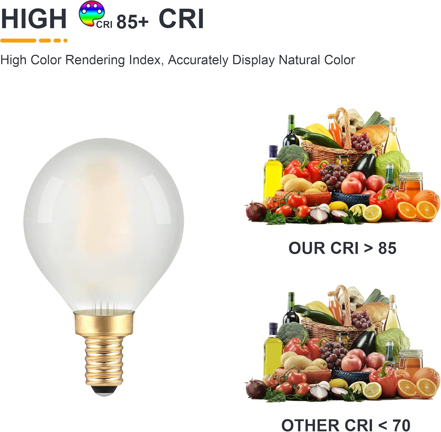 Frosted LED Ceiling Fan Light Bulbs- E12 Base 2700K Soft Warm White Dimmable 40W Equivalent G16.5/G50 Candelabra Globe Bulb- 4W Short Round LED Lamp for Bedroom, Pendant, Chandelier, Vanity- 8 Count