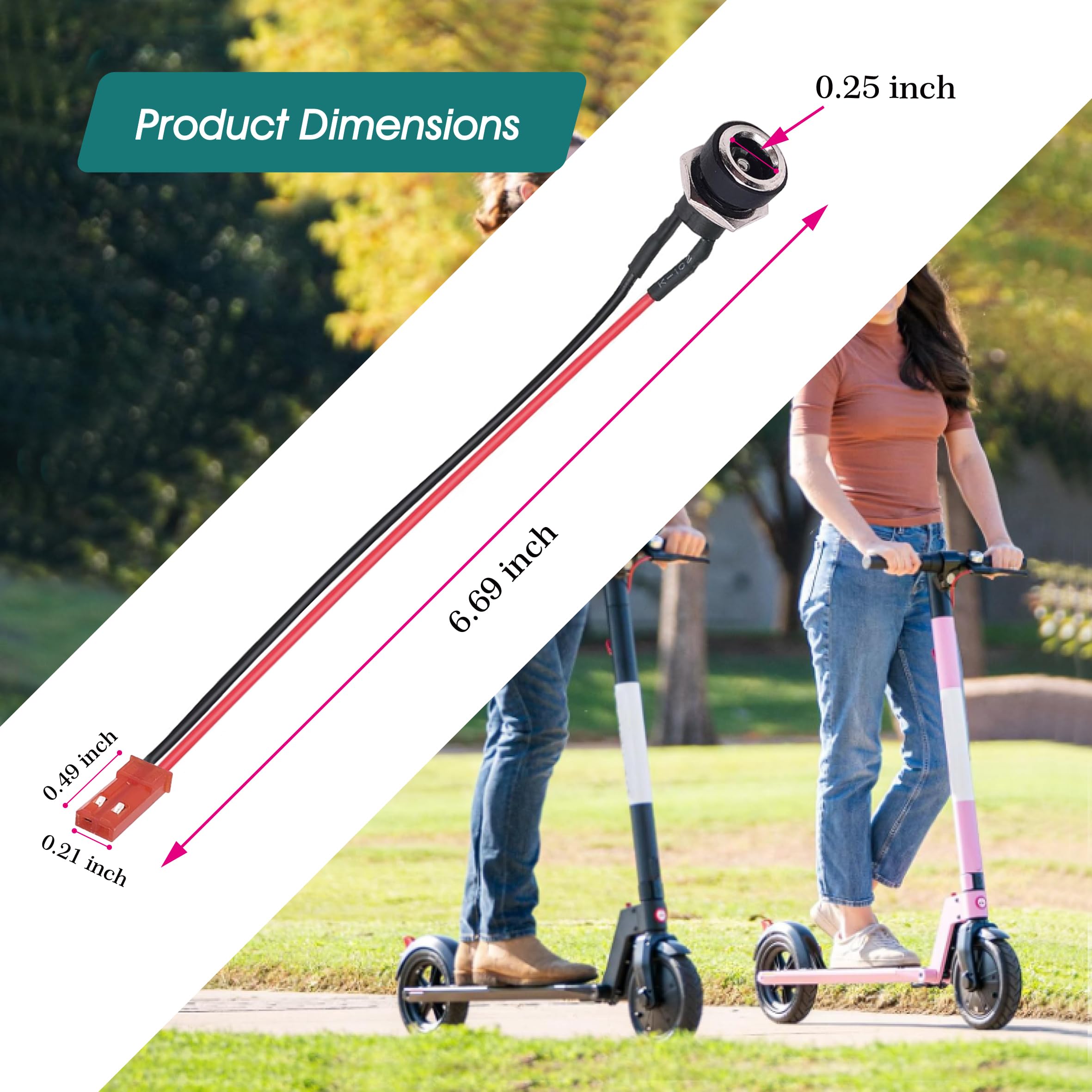 Szuenh Electric Scooter Coaxial 5.5mm Outer Diameter, 2.5mm Inner Diameter Charger Port - Compatible with GOTRAX GXL V2, XR Elite, XR Ultra, and Rival, Electric Scooter Components, 2 Pieces