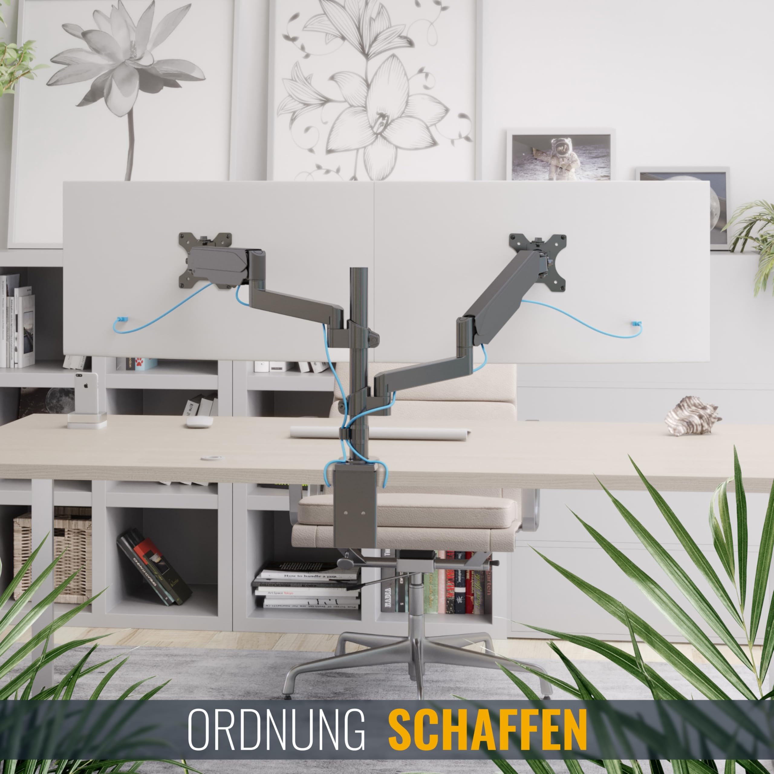 Ricoo Monitor Halterung 2 Monitore Bildschirmhalterung Dual Monitor-Arm Monitorhalterung Ständer Arme für 13-32 Zoll Computer-Monitore PC Gaming Bildschirm TS9611 Stand Tischhalterung Monitor-Halter – Bild 8