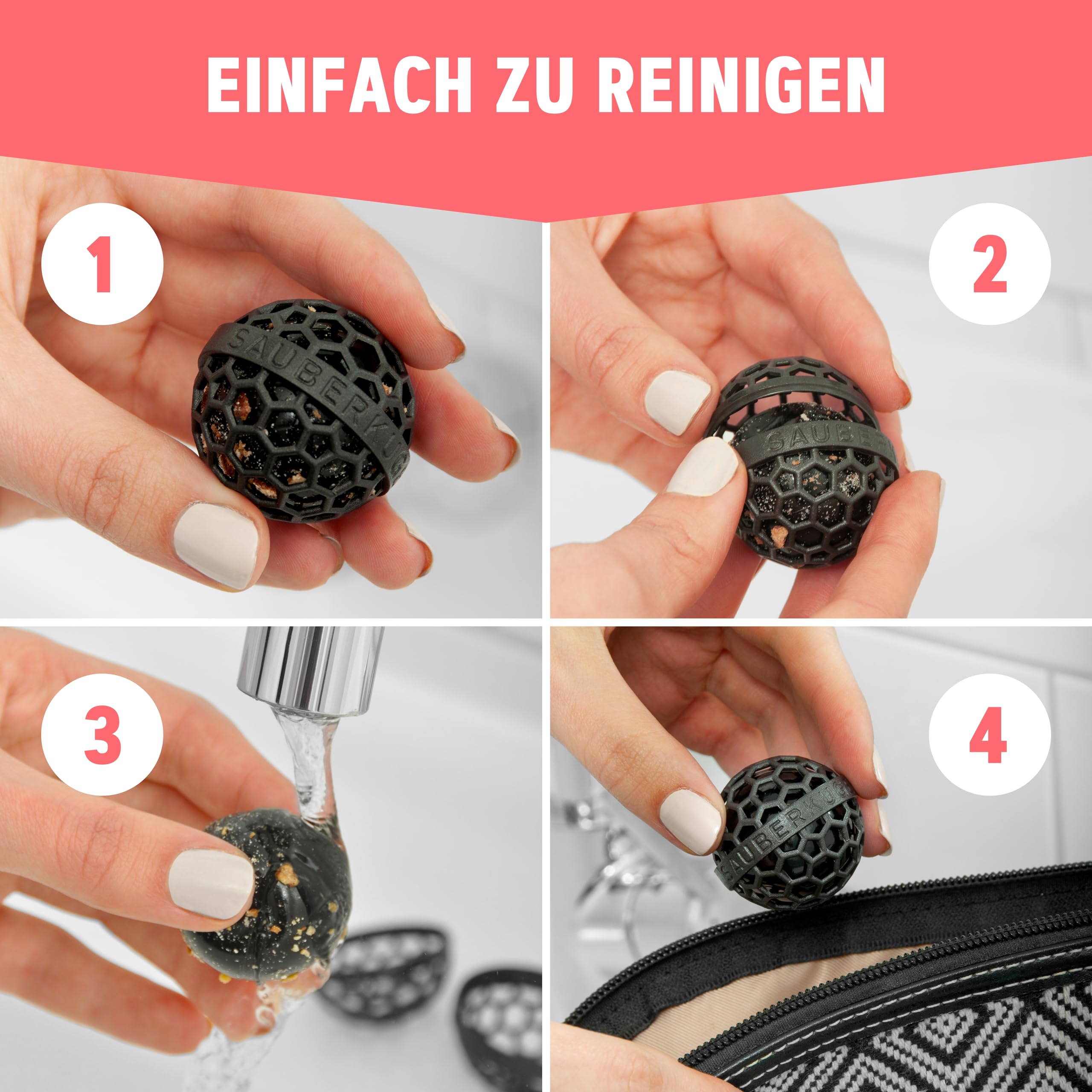 Sauberkugel® Taschenreiniger (3er Set Springfield Collection) – Wiederverwendbare Taschenreiniger Sauberkugel – Entfernt Schmutz, Krümel & Flusen aus Tasche, Koffer, Rucksack und Schulranzen