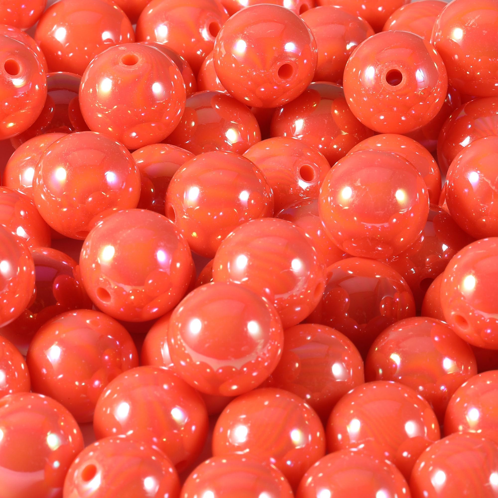 60Pcs Acrylic Beads 16mm AB Orange Color Round Bead for DIY Bracelets Necklace Keychain Phone Chain (AB Orange) — image 1
