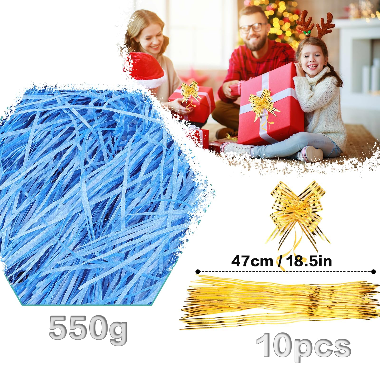 TXXATX 550g Shredded Tissue Paper Royal Blue Shredded Paper for Gift Boxes Hamper Filling Soft for Packaging Filler Hamper Gift Box Basket Stuffing Party Wedding Festival - Image 2