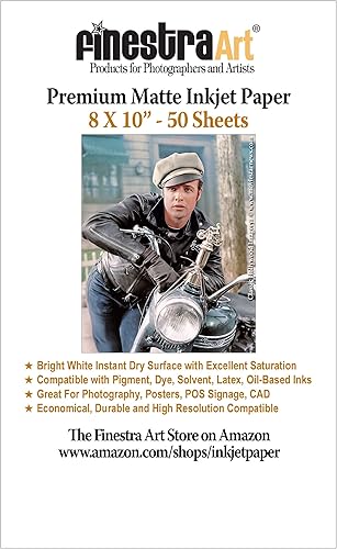 Papel fotográfico de inyección de tinta mate Arctic de 8 x 10 pulgadas, 50 hojas