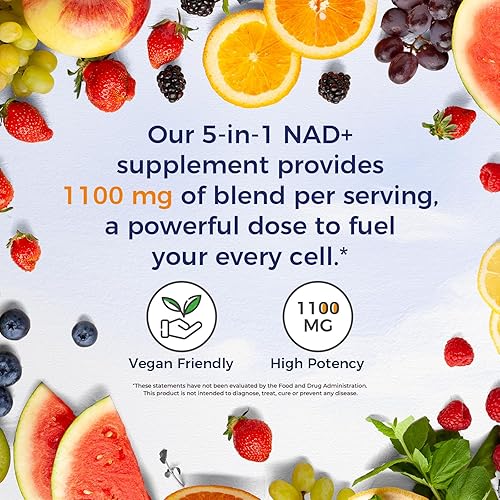 Miniatura 7 de Vitalitown Alternativas de suplemento NMN, suplemento NAD de 1100 mg impulsado con resveratrol y ribósido de nicotinamida Energía celular