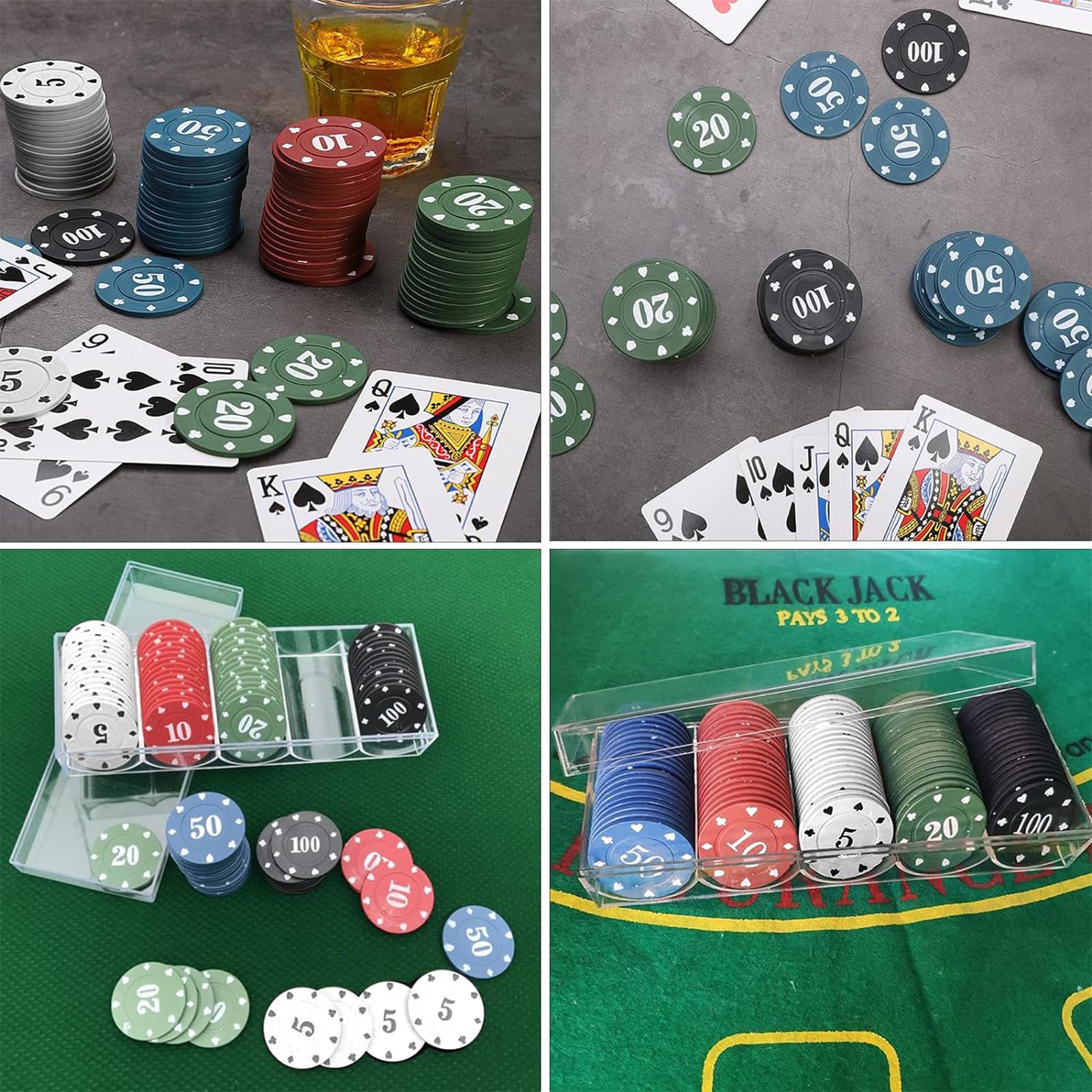 Set Fiches Poker 100 Pezzi Fiches Poker Plastica Fiches Poker Colorate Chip Poker Blackjack Poker Fiches Casinò Chip Gioco Casinò con Scatola per I Giochi Da Tavolo Del Casinò In Casa Delle Feste