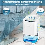 Déshumidificateurs Électriques 1200 ml pour la Maison, Petit Dégivrage Automatique pour Cave de Salle de Bain, 7 Couleurs, avec Minuterie, Contre l'Humidité, Modes Nuit - 2