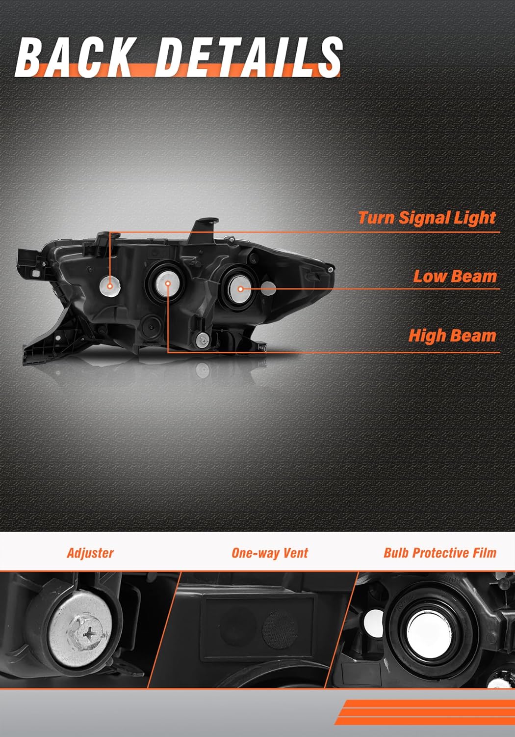 for 2016-2022 Toyota Tacoma Headlights Assembly Only Black Housing Amber Reflector Replacement Driver and Passenger Side