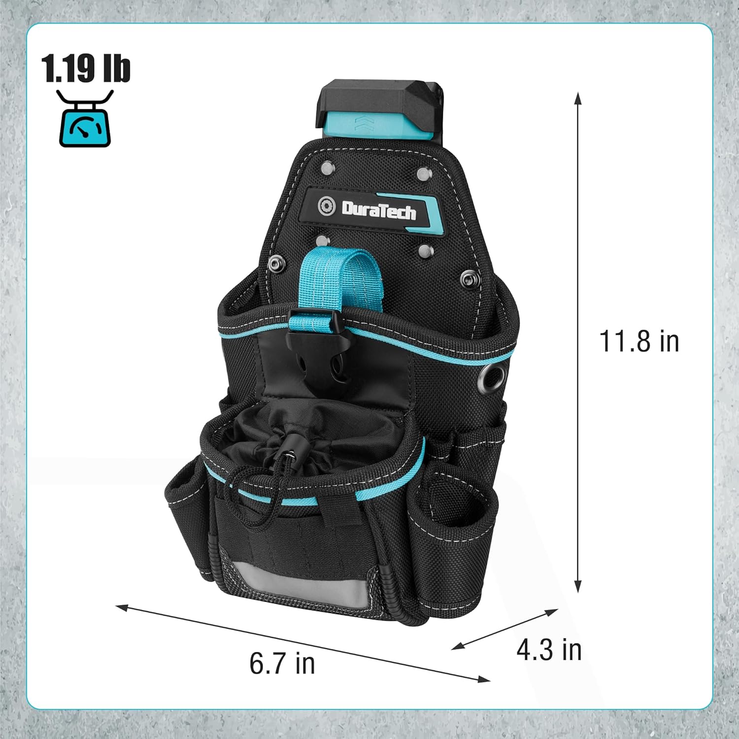 DuraTech Drill Holster with Quick Release Buckle, Driver Holster with Side Bit Pocket, Drill Holder with Holder Strap, Fits Most Belts for Electric Drills, DIY & Jobsite Use - Image 2