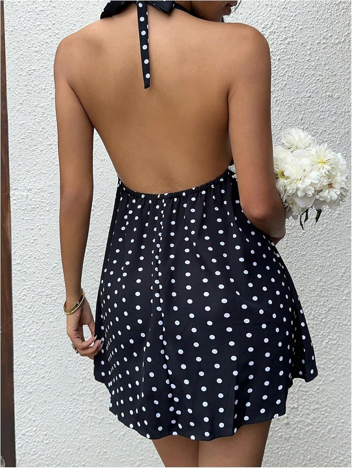 Verdusa Women's Polka Dots Halter Dress Festival Outfits Tie Back A Line Flowy Dresses - Image 2