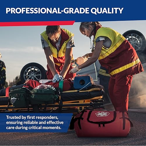 Miniatura 7 de Kit de primeros auxilios para trauma totalmente abastecido  Bolsa First Responder II con herramientas, gasa, vendajes, tijeras y guantes  Compacto y